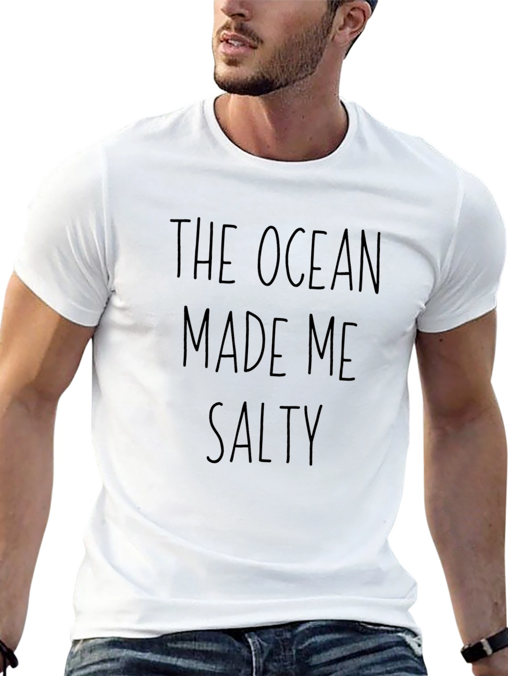 Ocean Made Me Salty Black Graphic T-Shirt