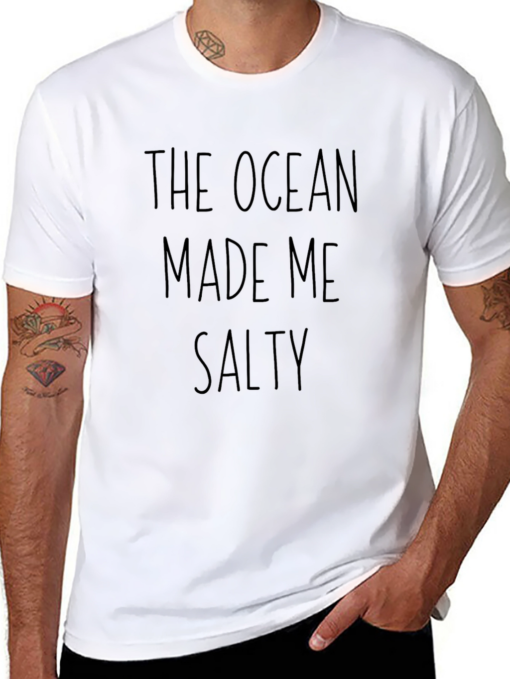 Ocean Made Me Salty Black Graphic T-Shirt
