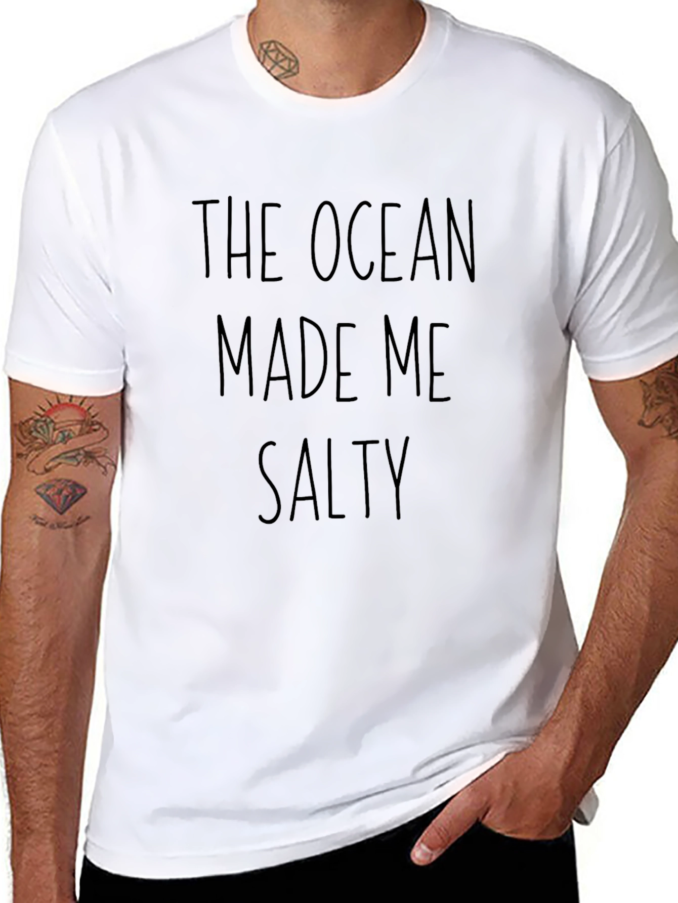 Ocean Made Me Salty Black Graphic T-Shirt