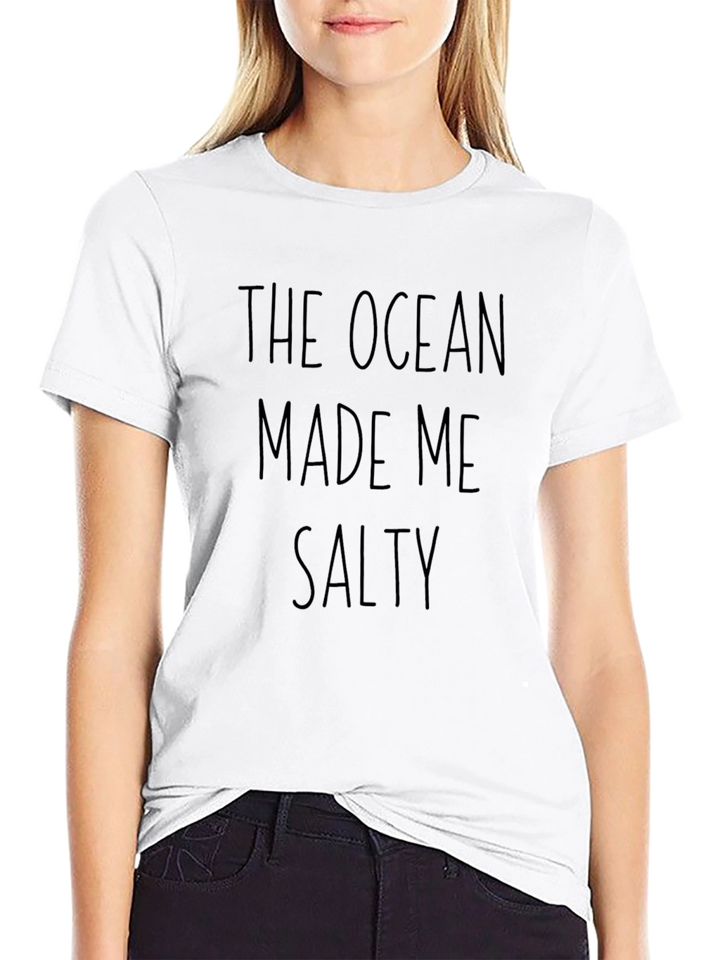 Ocean Made Me Salty Black Graphic T-Shirt