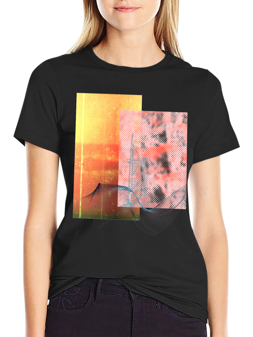Abstract Graphic Black Tee