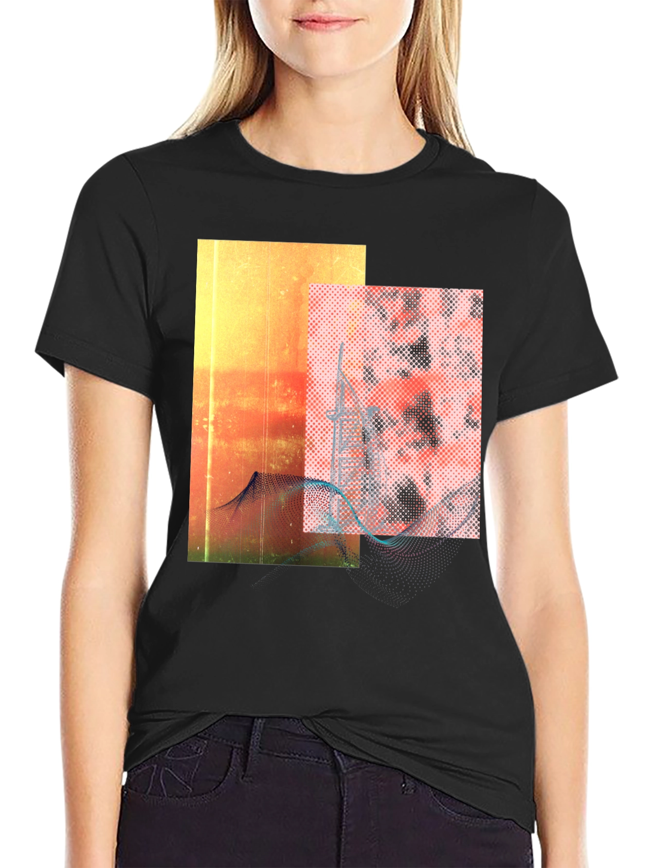 Abstract Graphic Black Tee