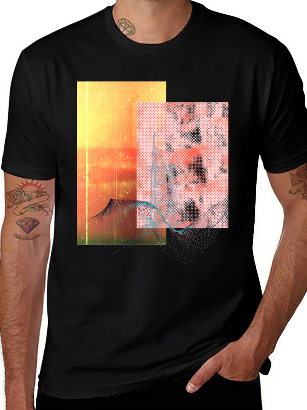 Abstract Graphic Black Tee