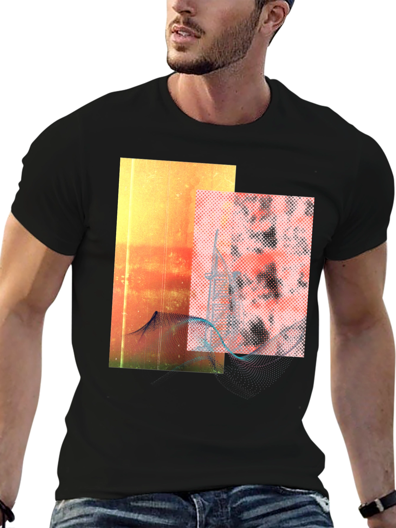 Abstract Graphic Black Tee