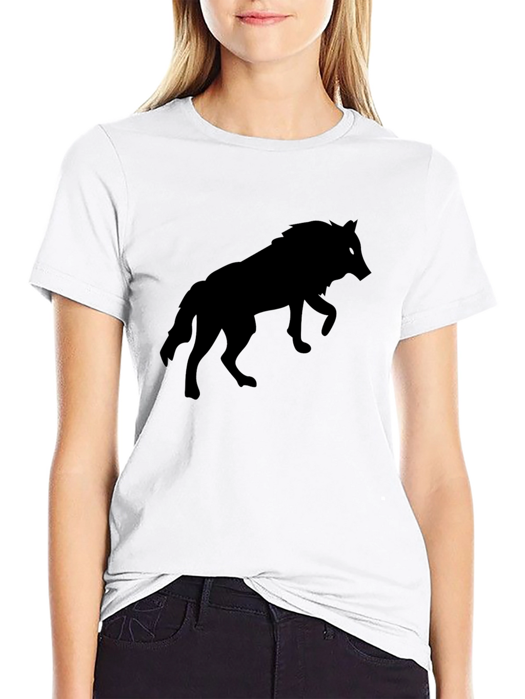 Black Wolf Silhouette T-Shirt - Mens Crew Neck Tee