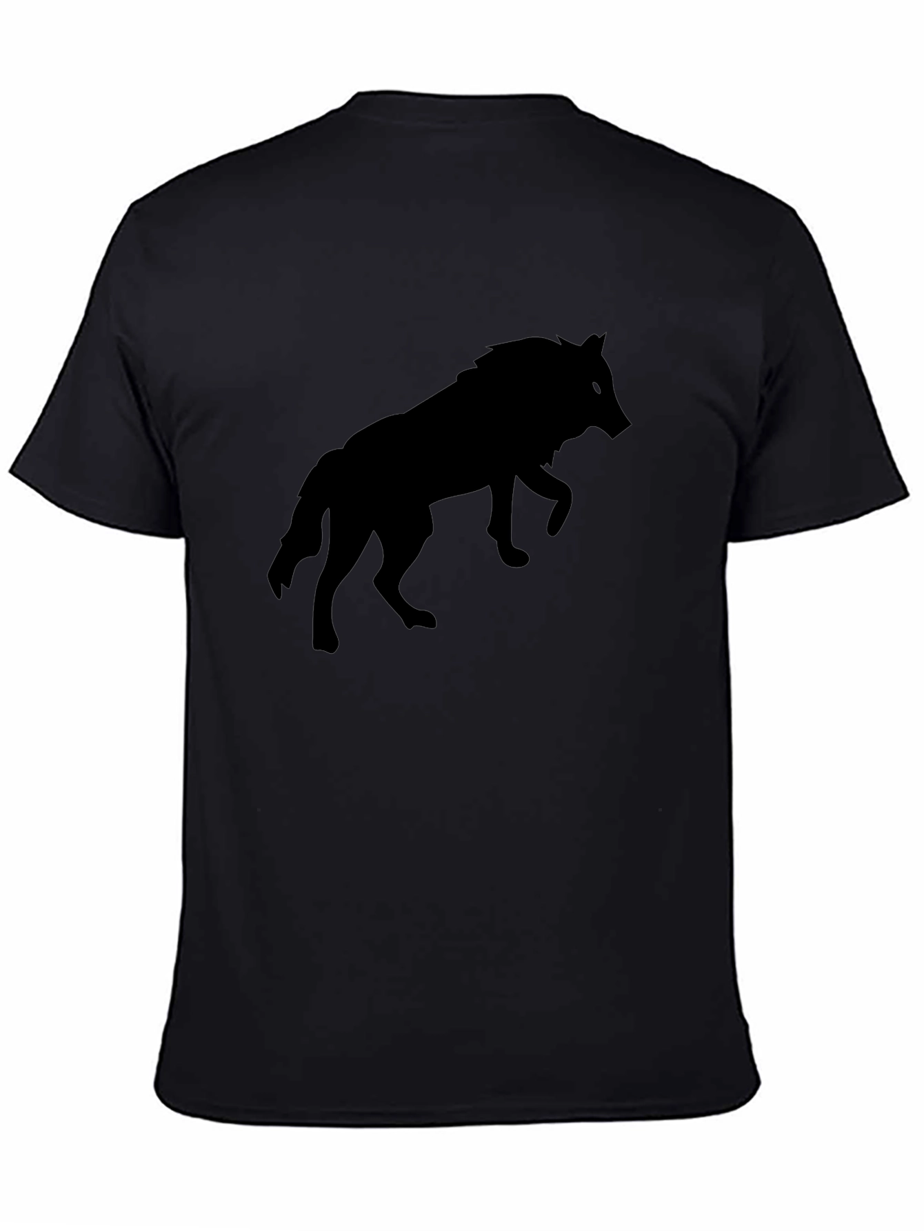 Black Wolf Silhouette T-Shirt - Mens Crew Neck Tee