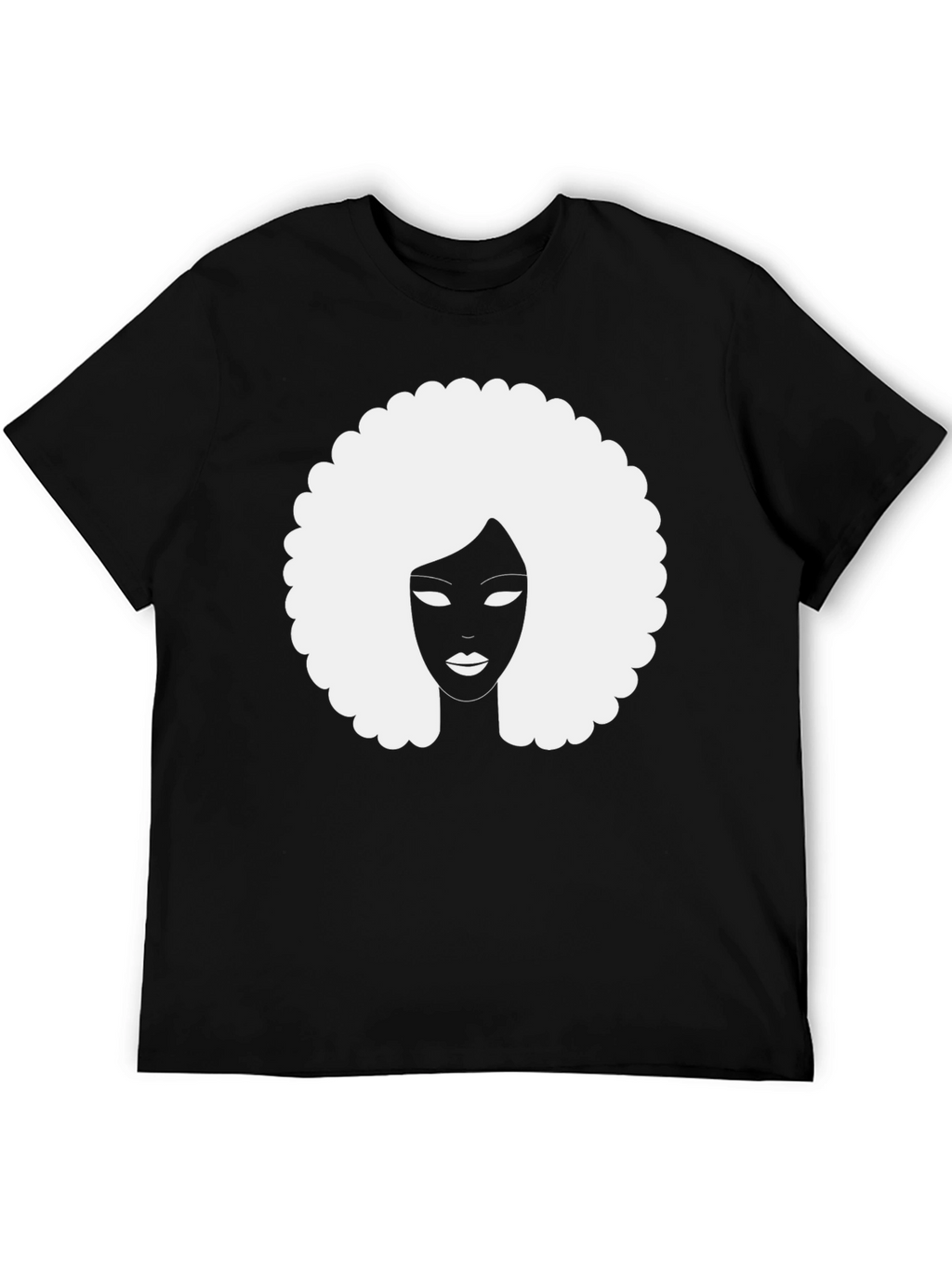 Afro Silhouette Graphic Tee - Classic Black Cotton T-Shirt