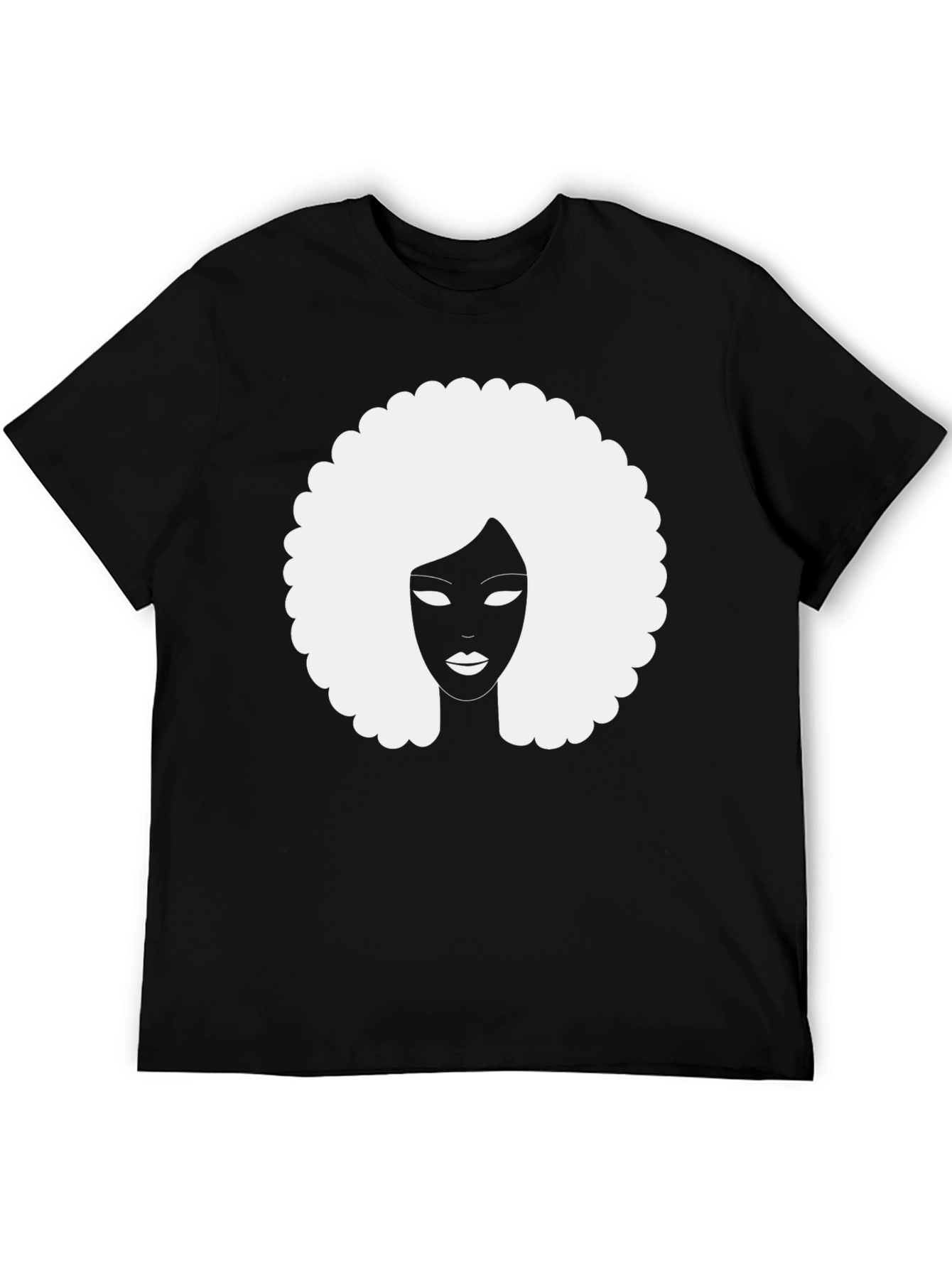 Afro Silhouette Graphic Tee - Classic Black Cotton T-Shirt
