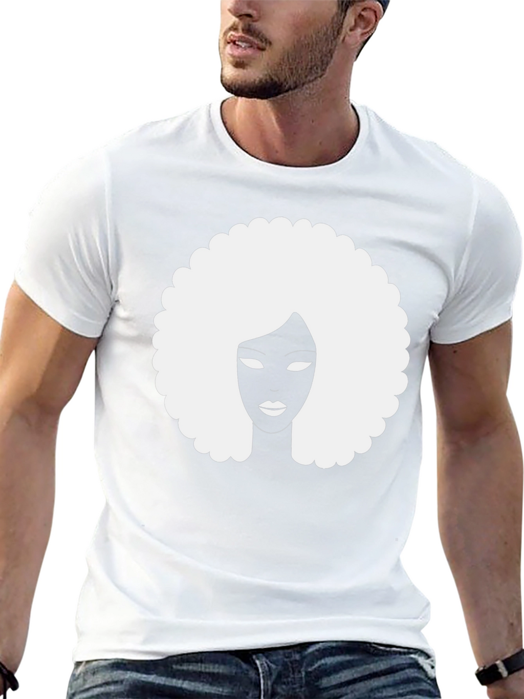 Afro Silhouette Graphic Tee - Classic Black Cotton T-Shirt