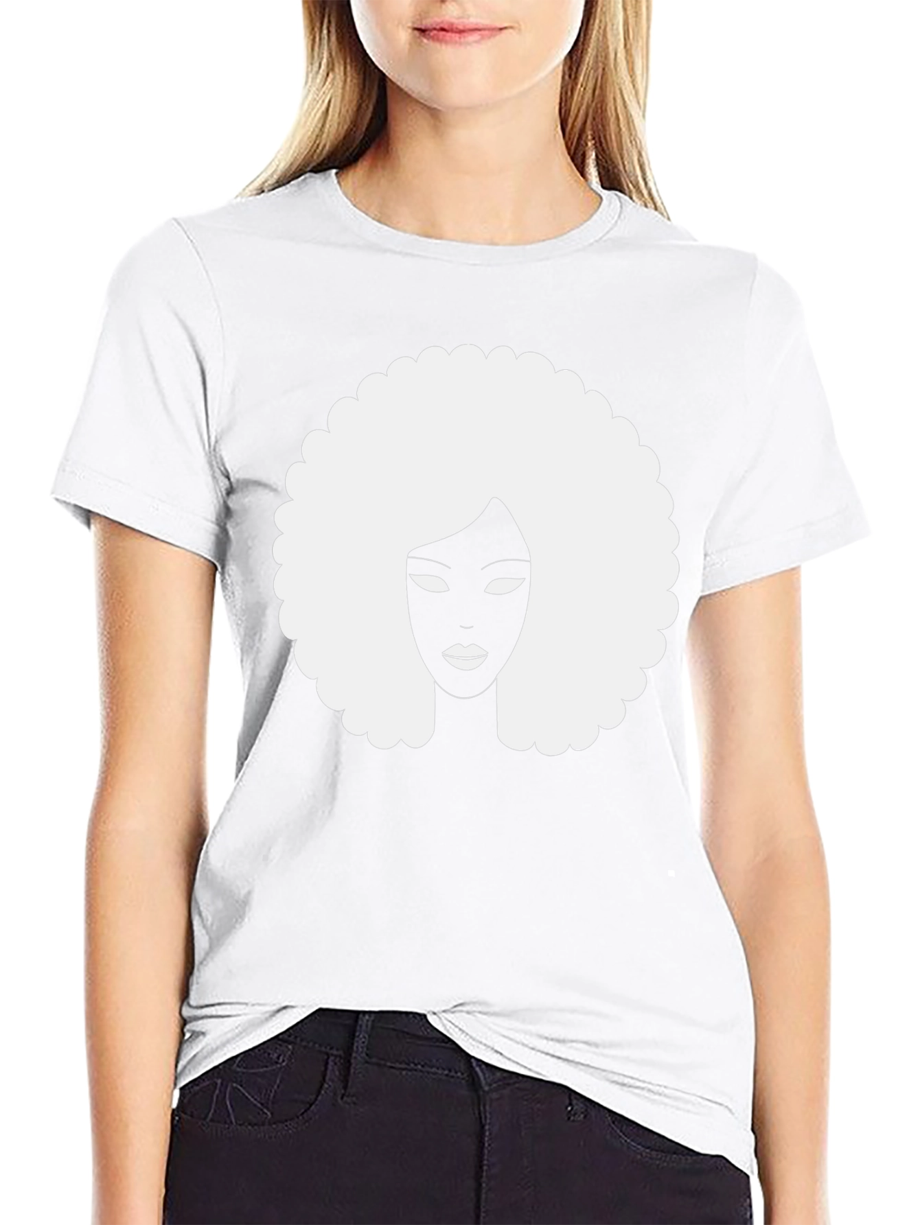 Afro Silhouette Graphic Tee - Classic Black Cotton T-Shirt