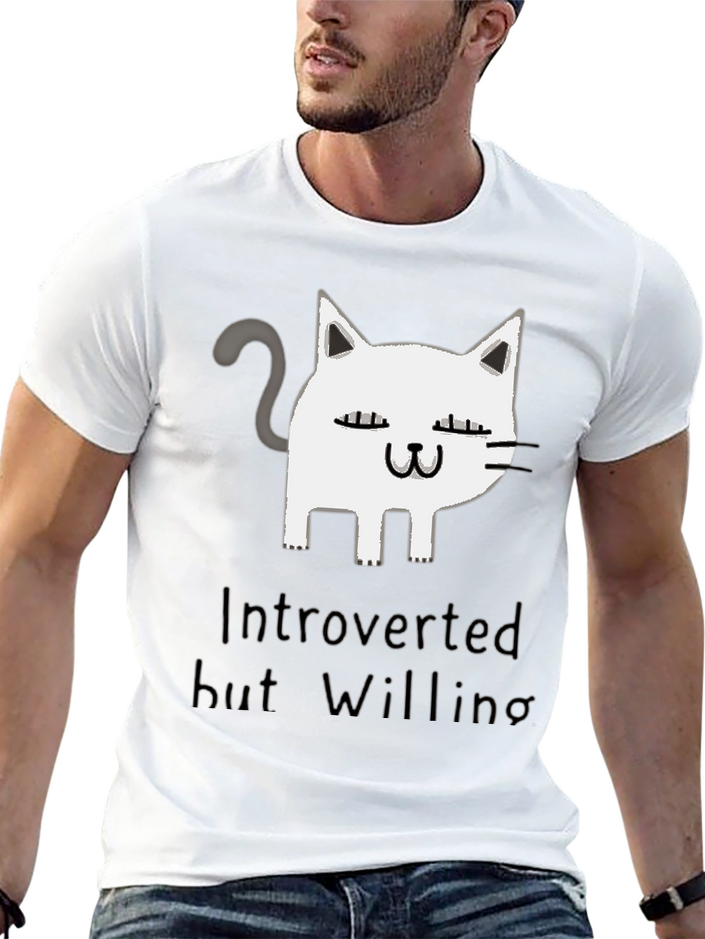 Introverted But Willing Cat Graphic T-Shirt