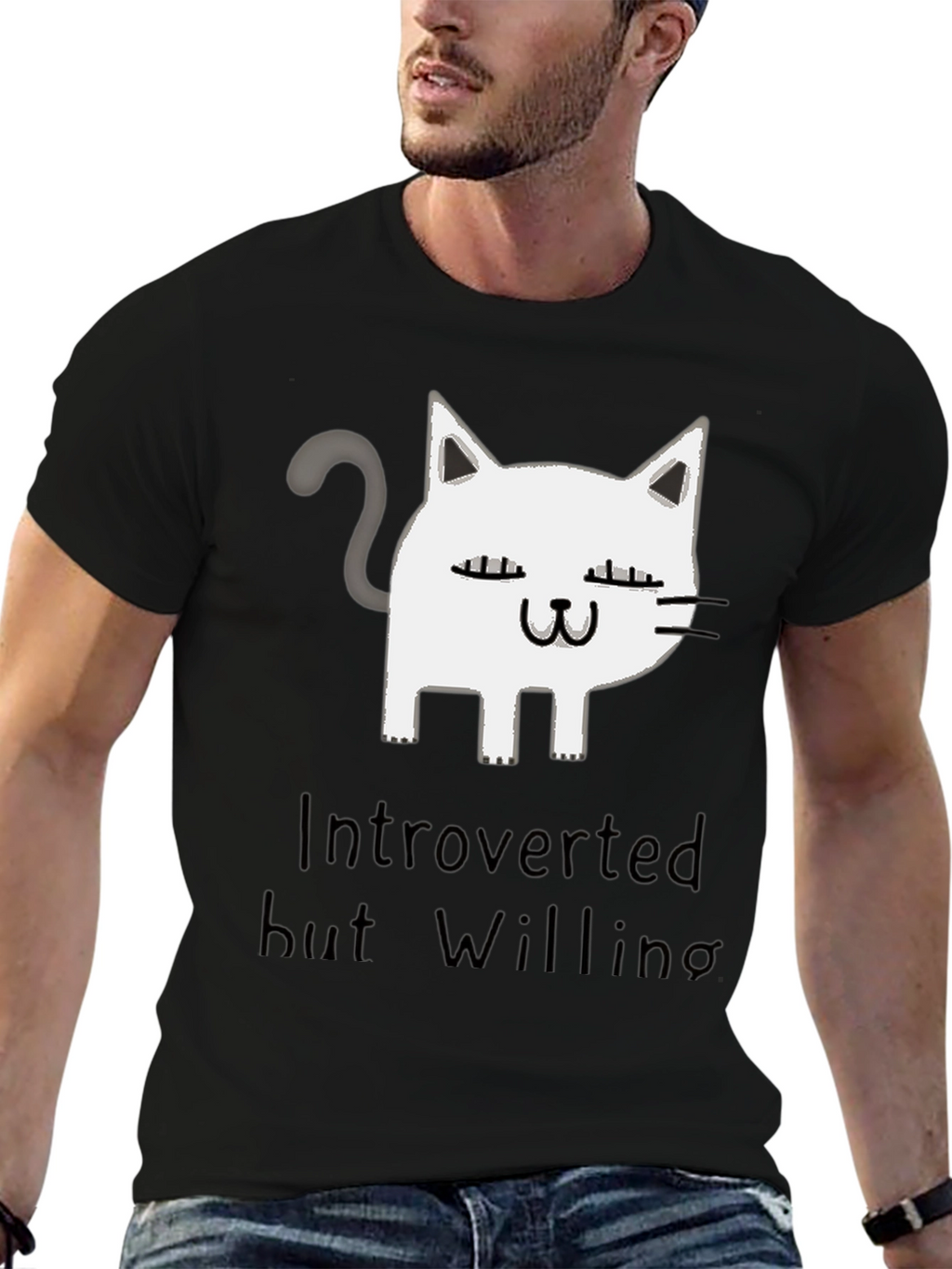 Introverted But Willing Cat Graphic T-Shirt