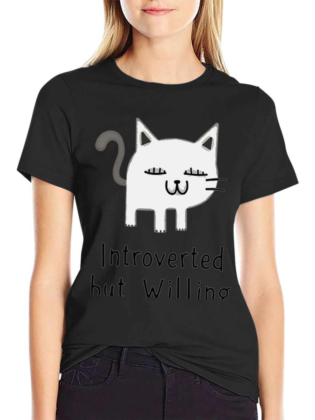 Introverted But Willing Cat Graphic T-Shirt