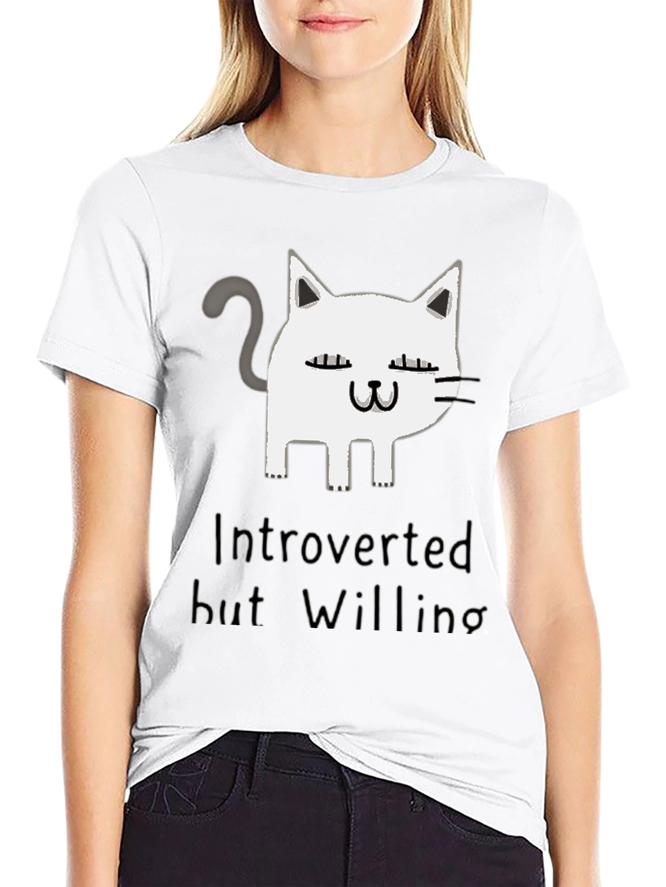 Introverted But Willing Cat Graphic T-Shirt