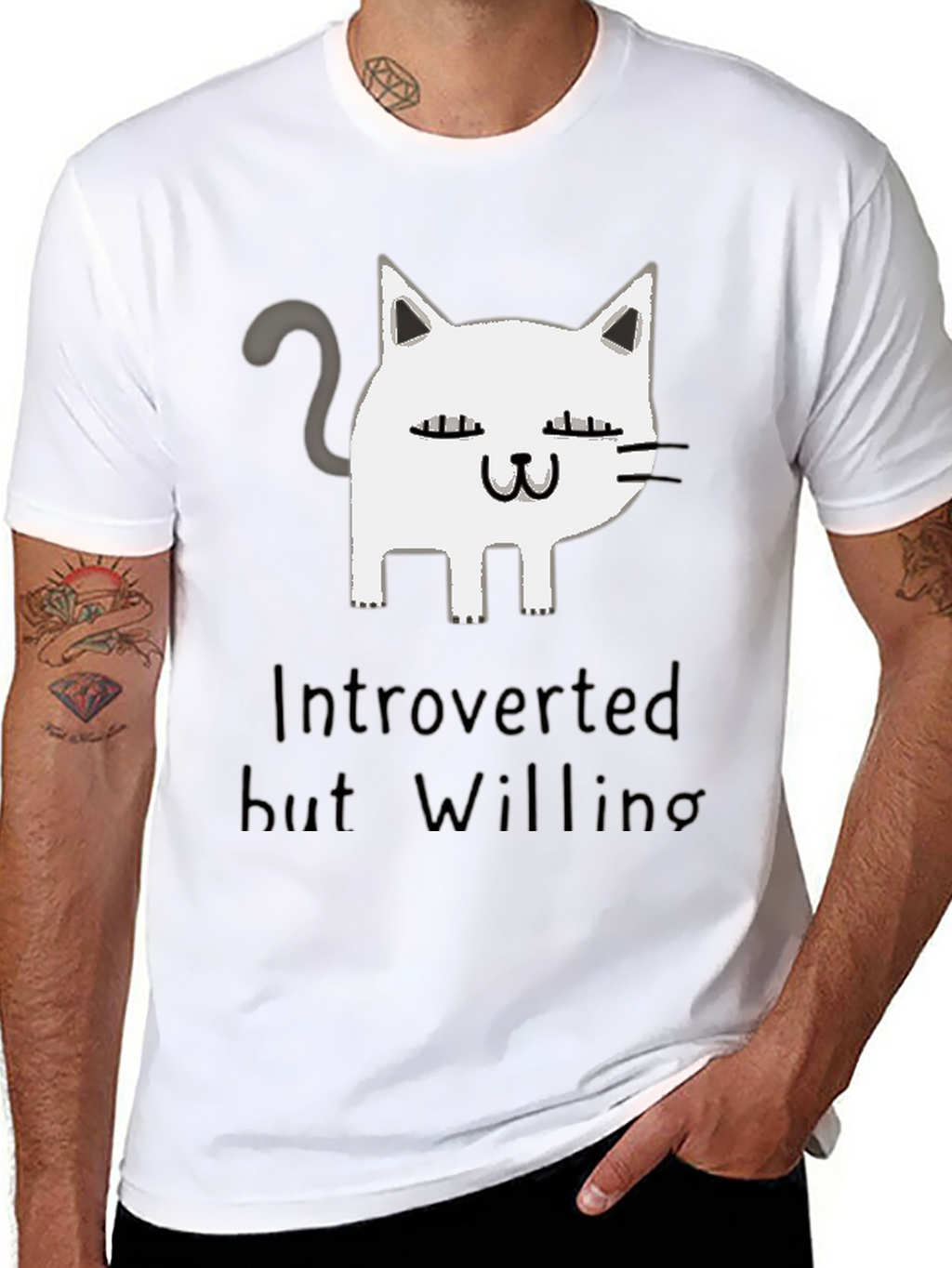 Introverted But Willing Cat Graphic T-Shirt
