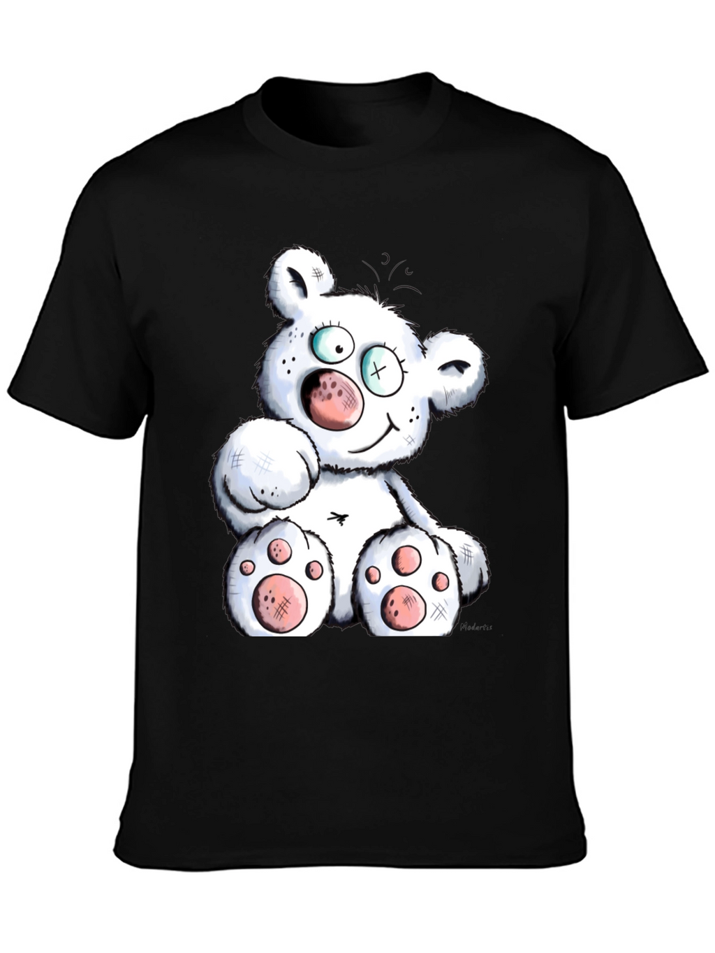 Cartoon Bear Graphic Black T-Shirt