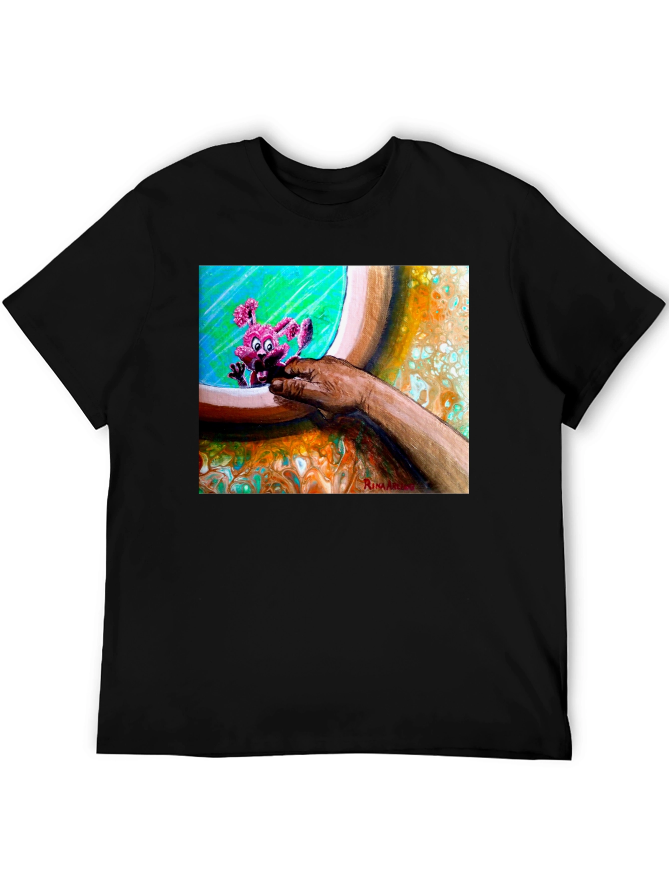 Abstract Art Graphic Tee - Unique Print Black T-Shirt