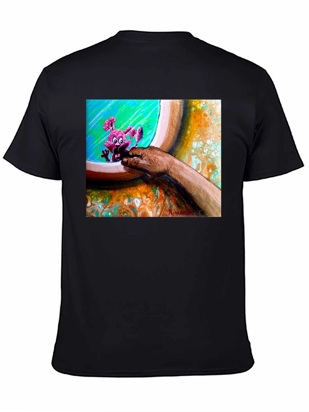 Abstract Art Graphic Tee - Unique Print Black T-Shirt