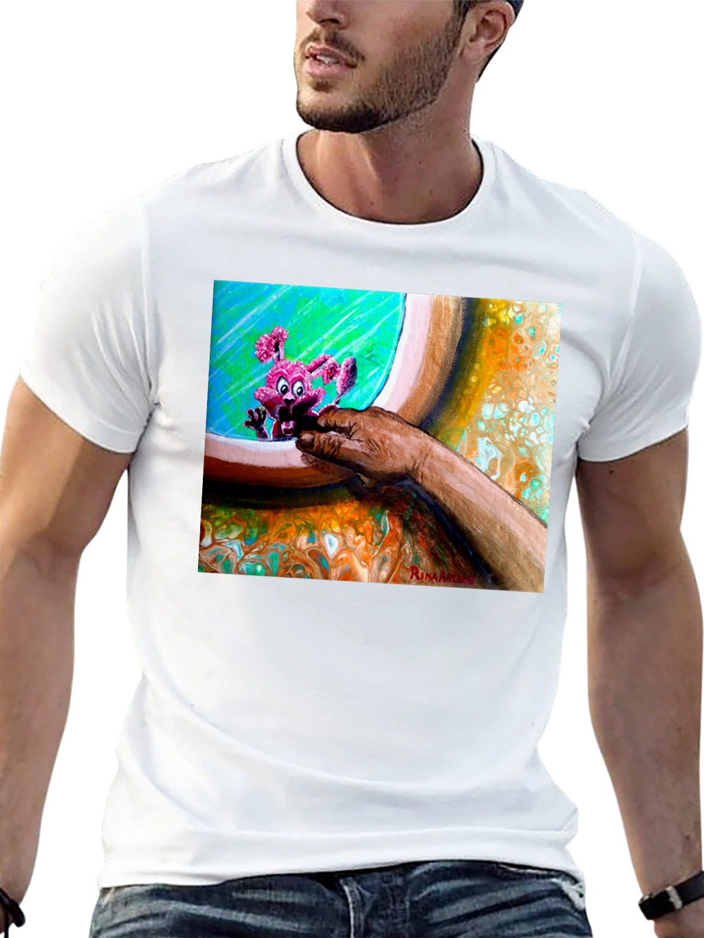 Abstract Art Graphic Tee - Unique Print Black T-Shirt