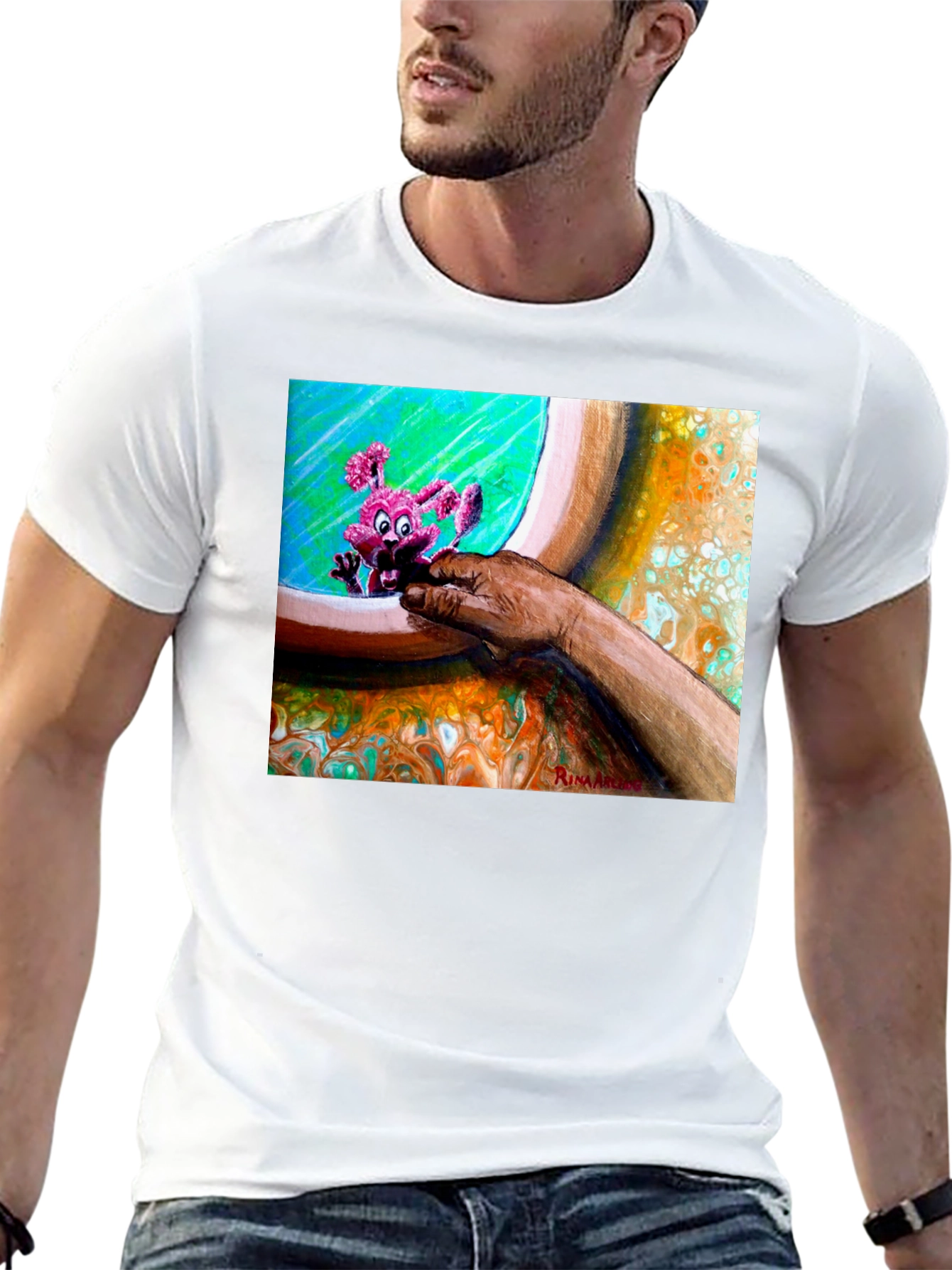 Abstract Art Graphic Tee - Unique Print Black T-Shirt