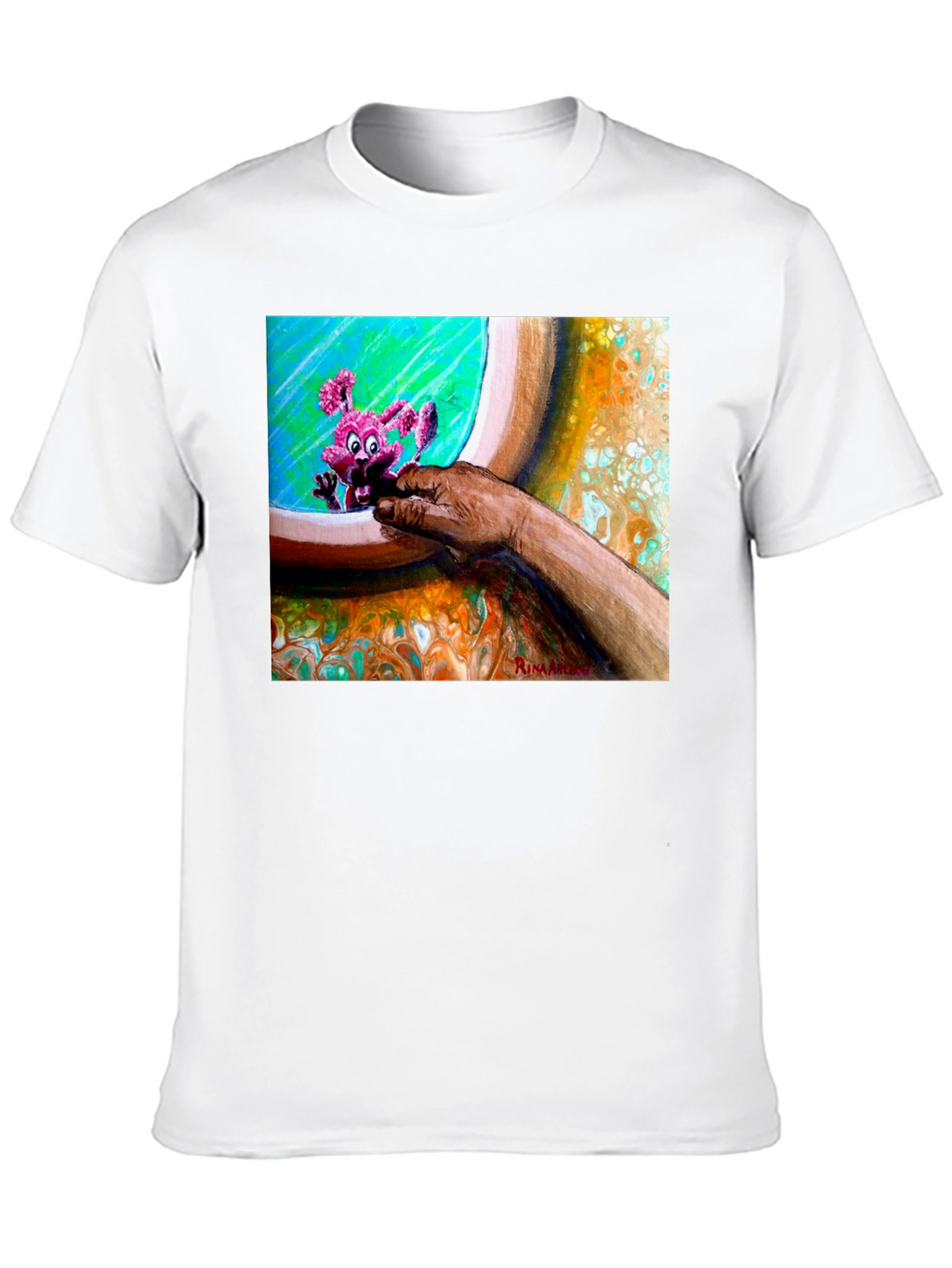 Abstract Art Graphic Tee - Unique Print Black T-Shirt