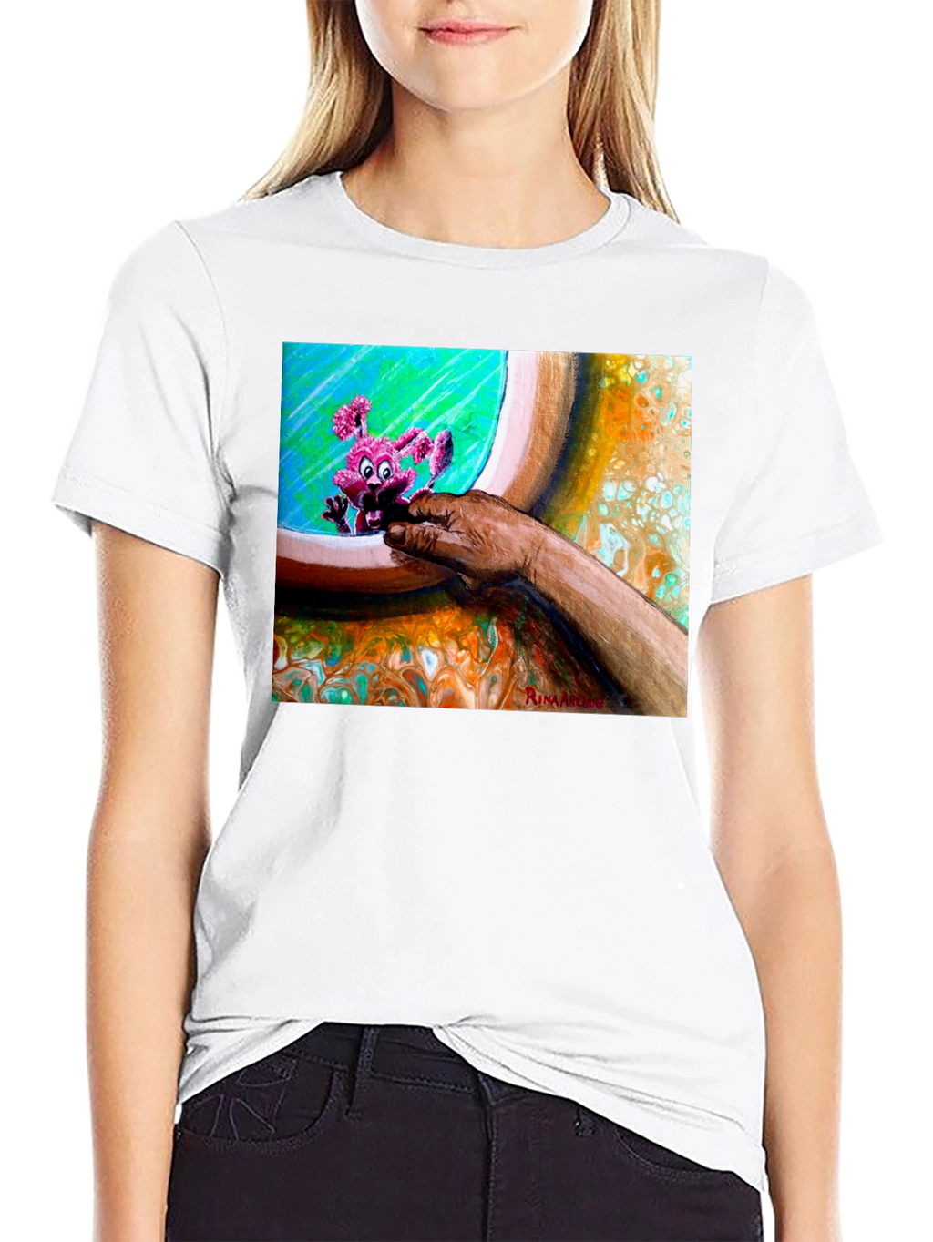Abstract Art Graphic Tee - Unique Print Black T-Shirt
