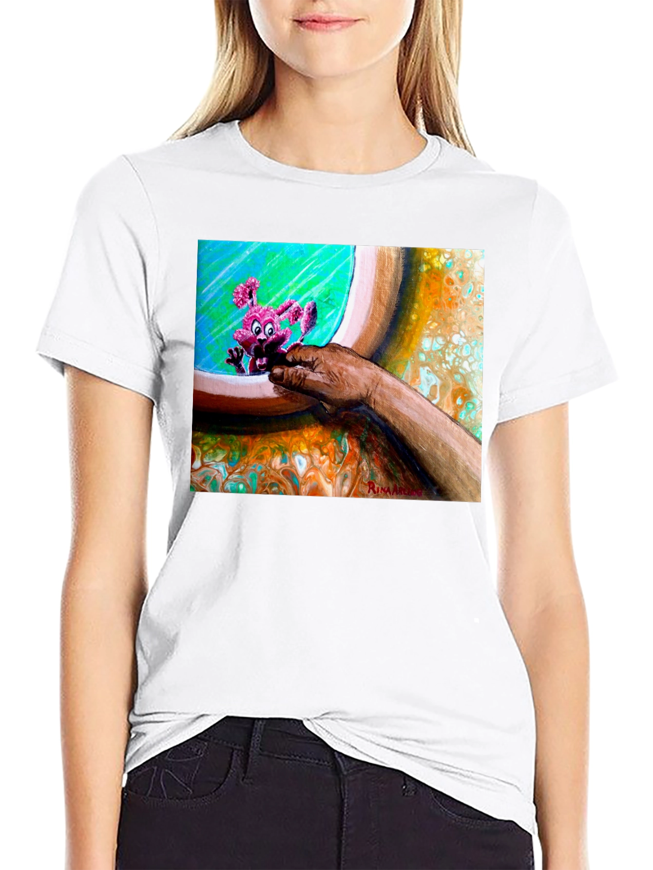 Abstract Art Graphic Tee - Unique Print Black T-Shirt