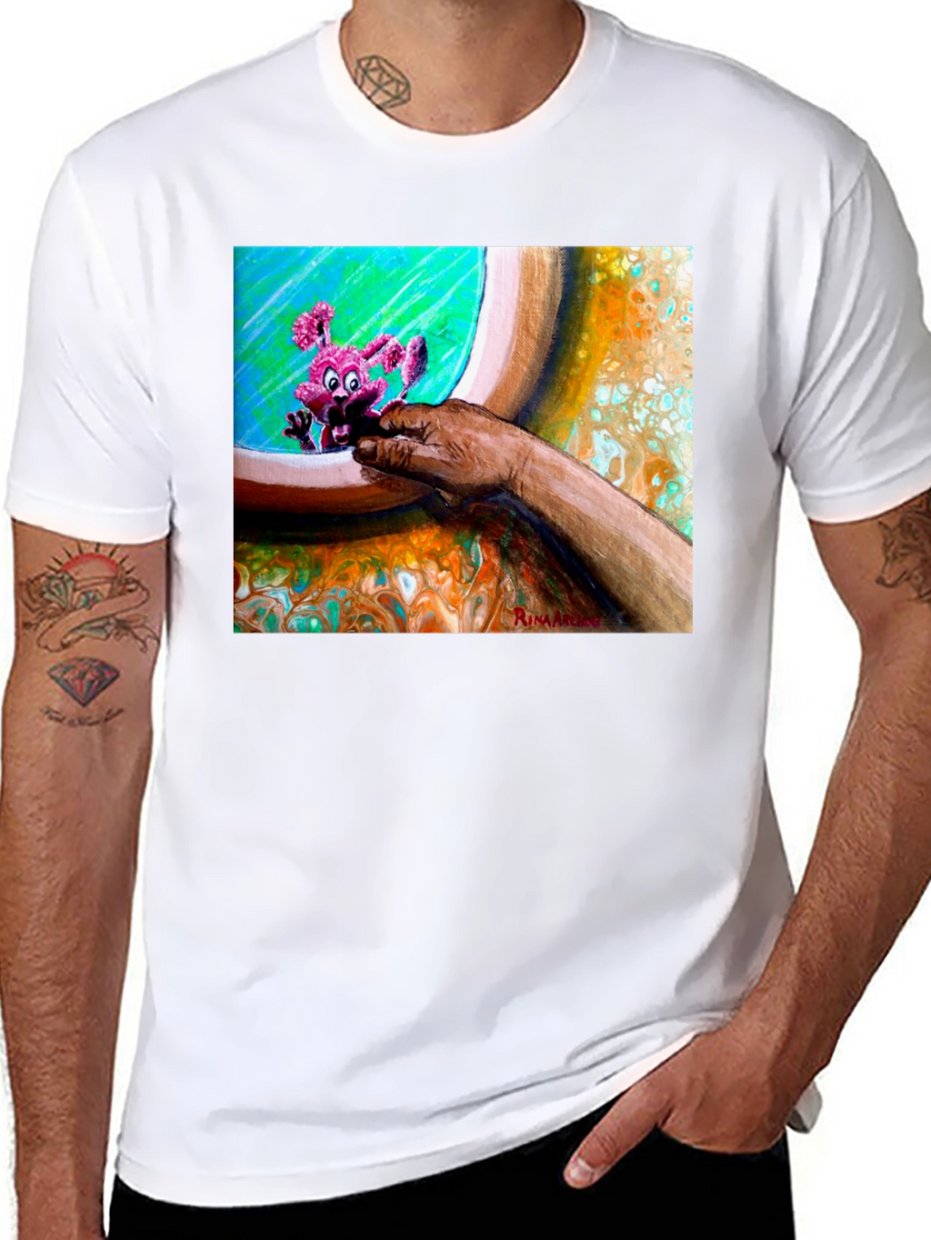 Abstract Art Graphic Tee - Unique Print Black T-Shirt