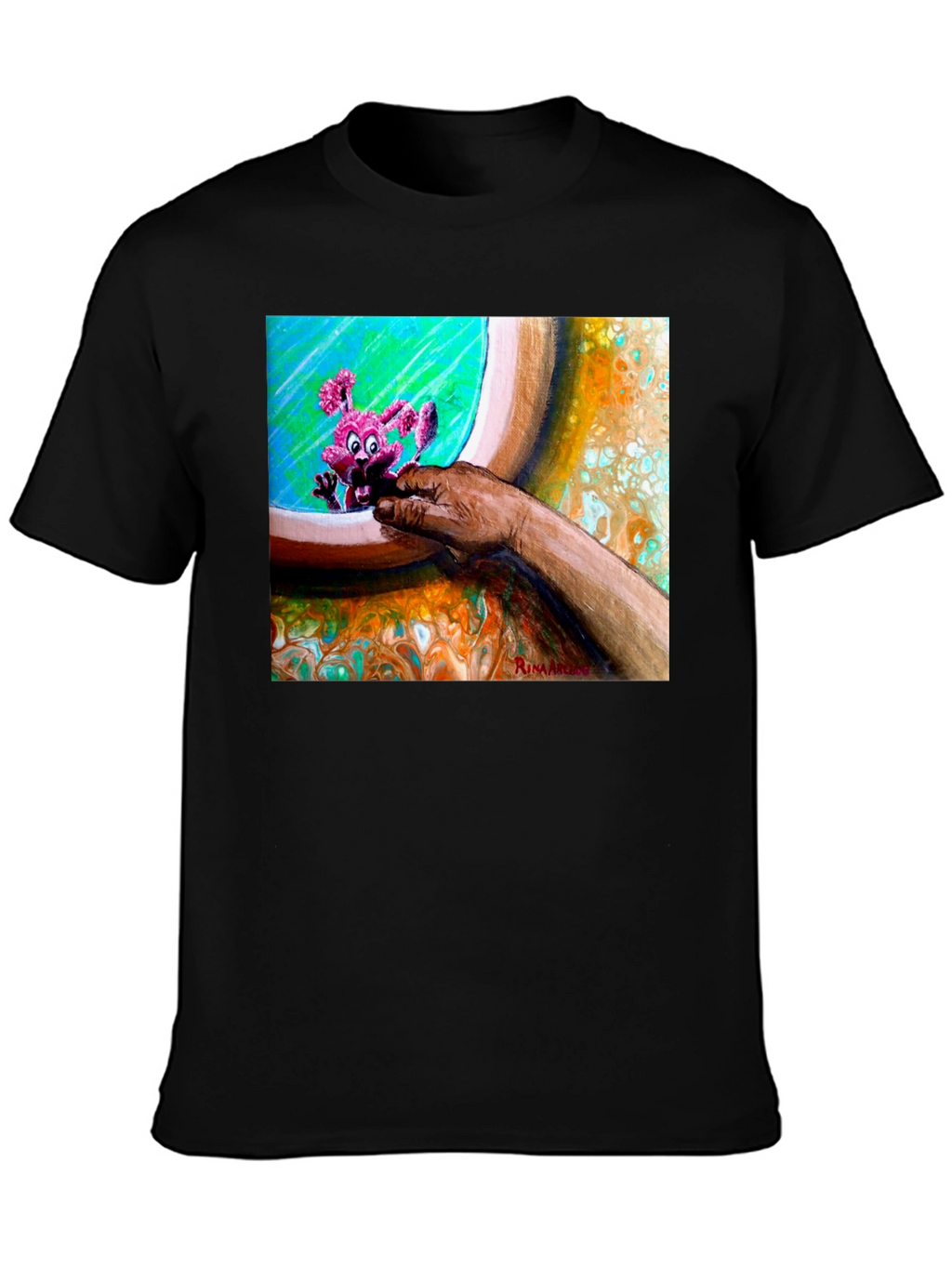 Abstract Art Graphic Tee - Unique Print Black T-Shirt