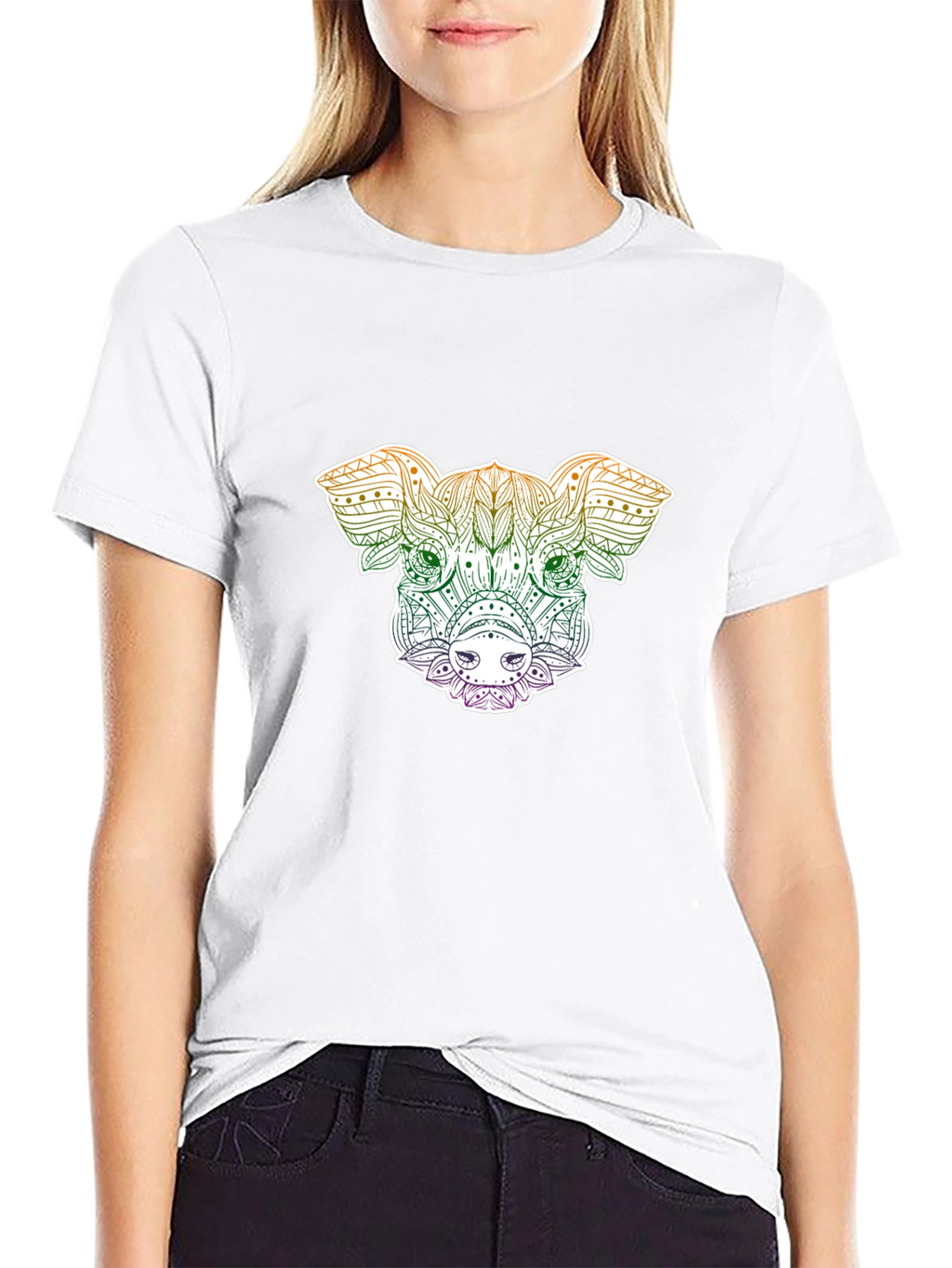 Pig Mandala Graphic Tee - Black Unisex T-Shirt