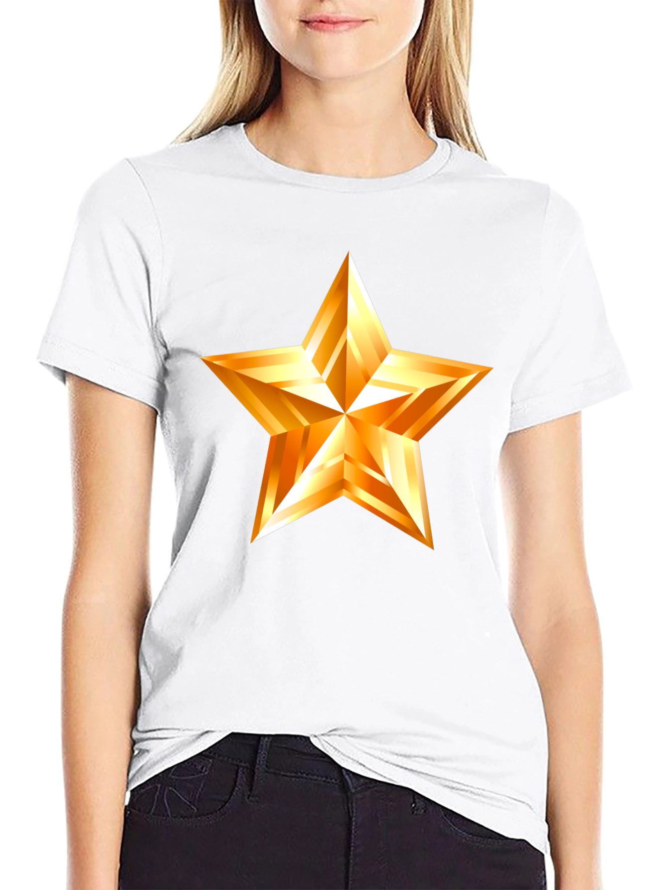 Golden Star Graphic Black T-Shirt