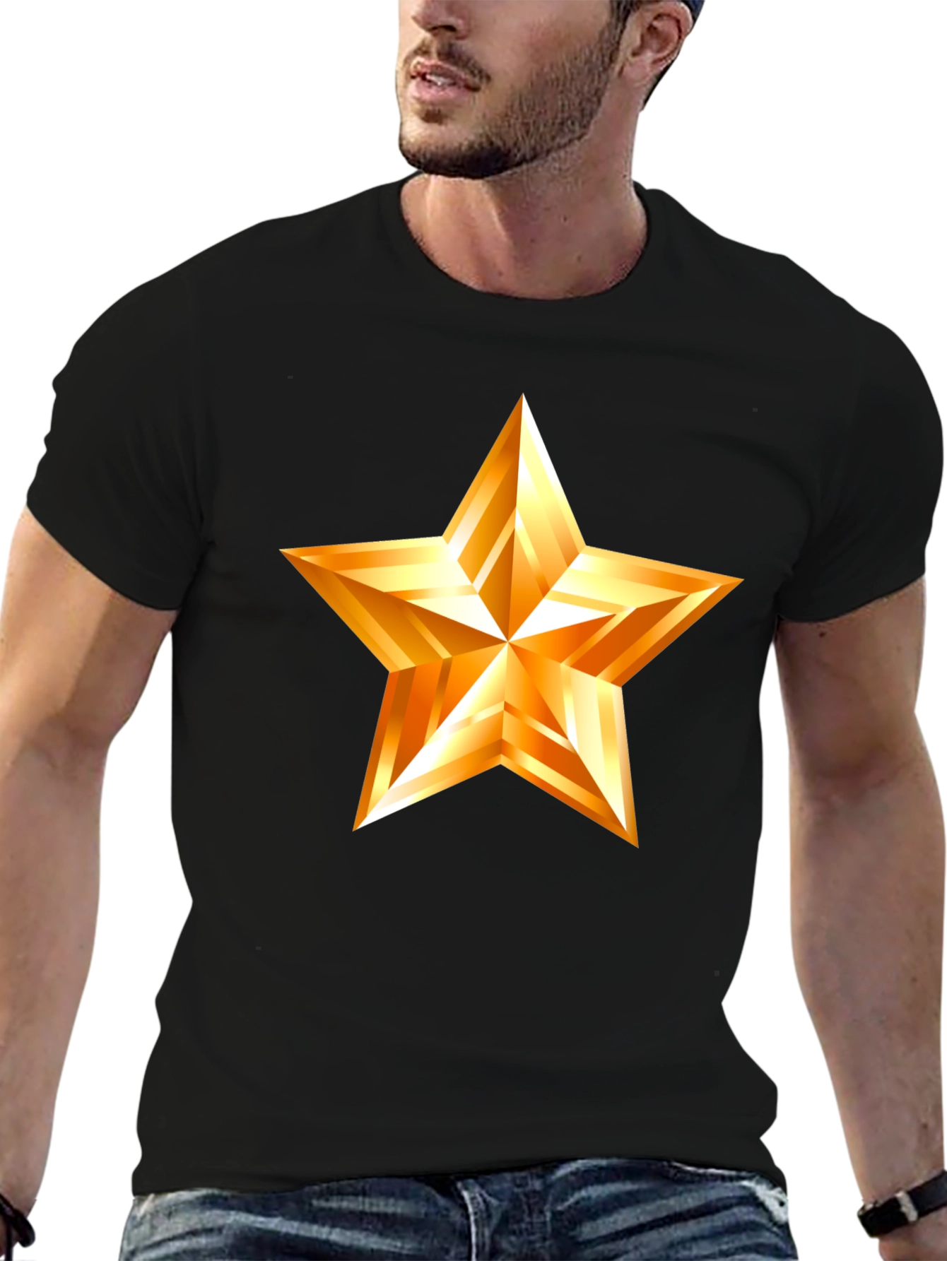 Golden Star Graphic Black T-Shirt