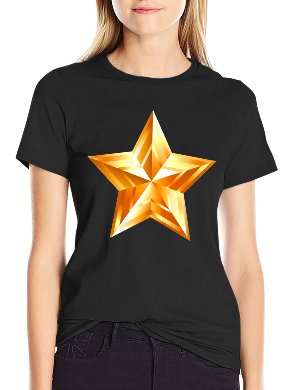 Golden Star Graphic Black T-Shirt