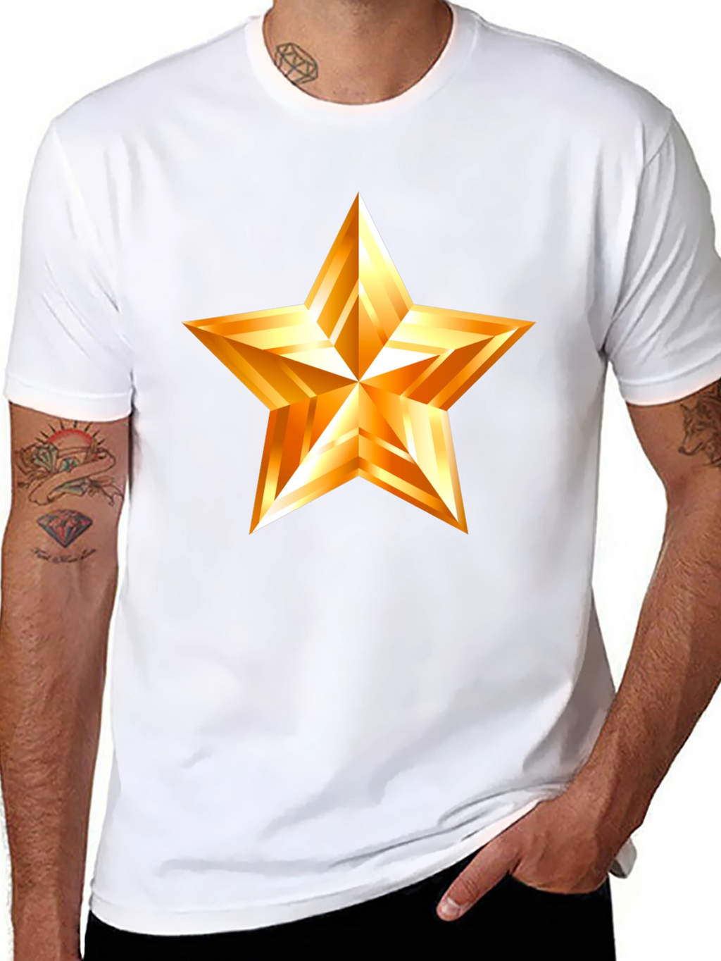 Golden Star Graphic Black T-Shirt
