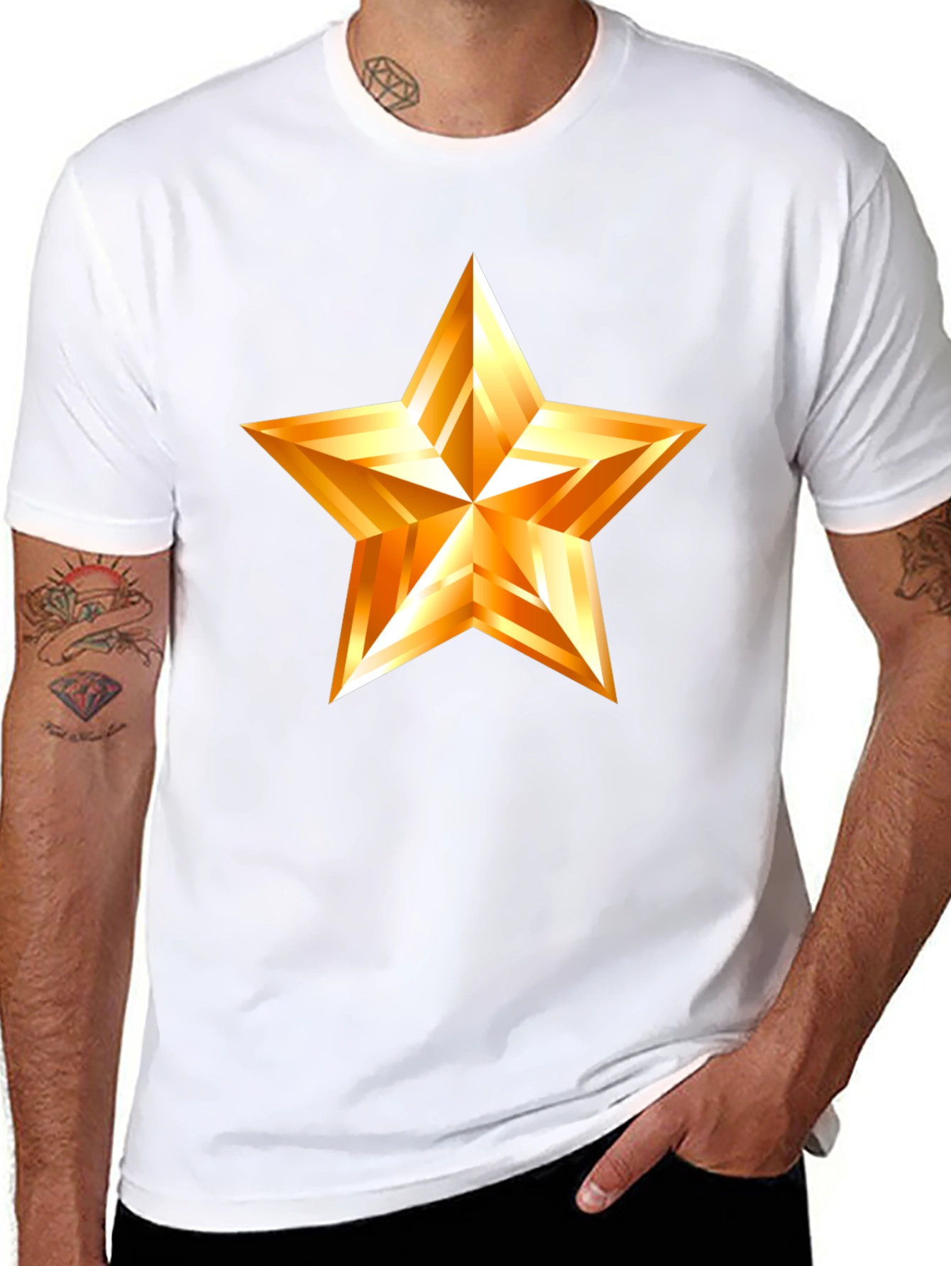 Golden Star Graphic Black T-Shirt