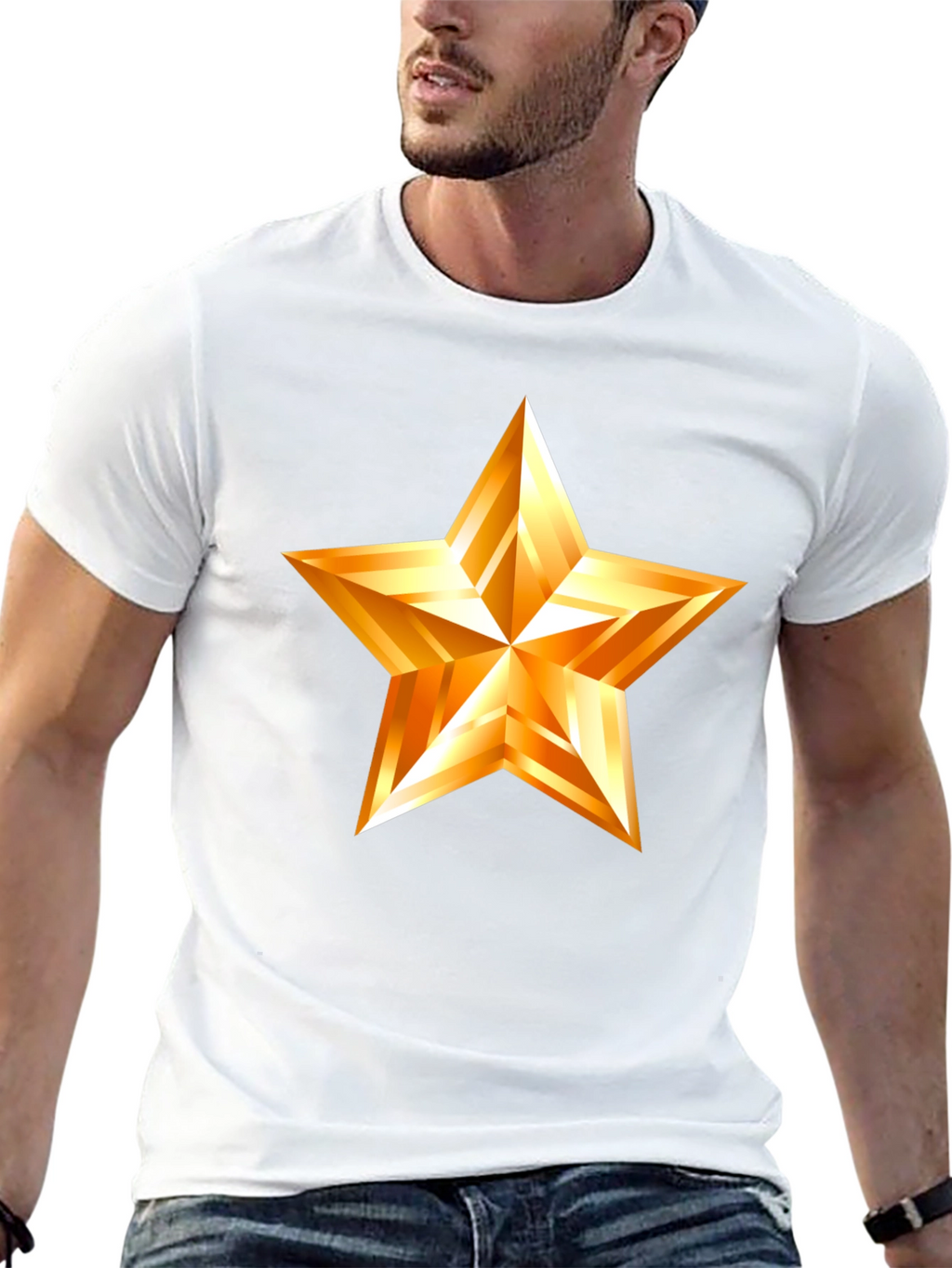 Golden Star Graphic Black T-Shirt