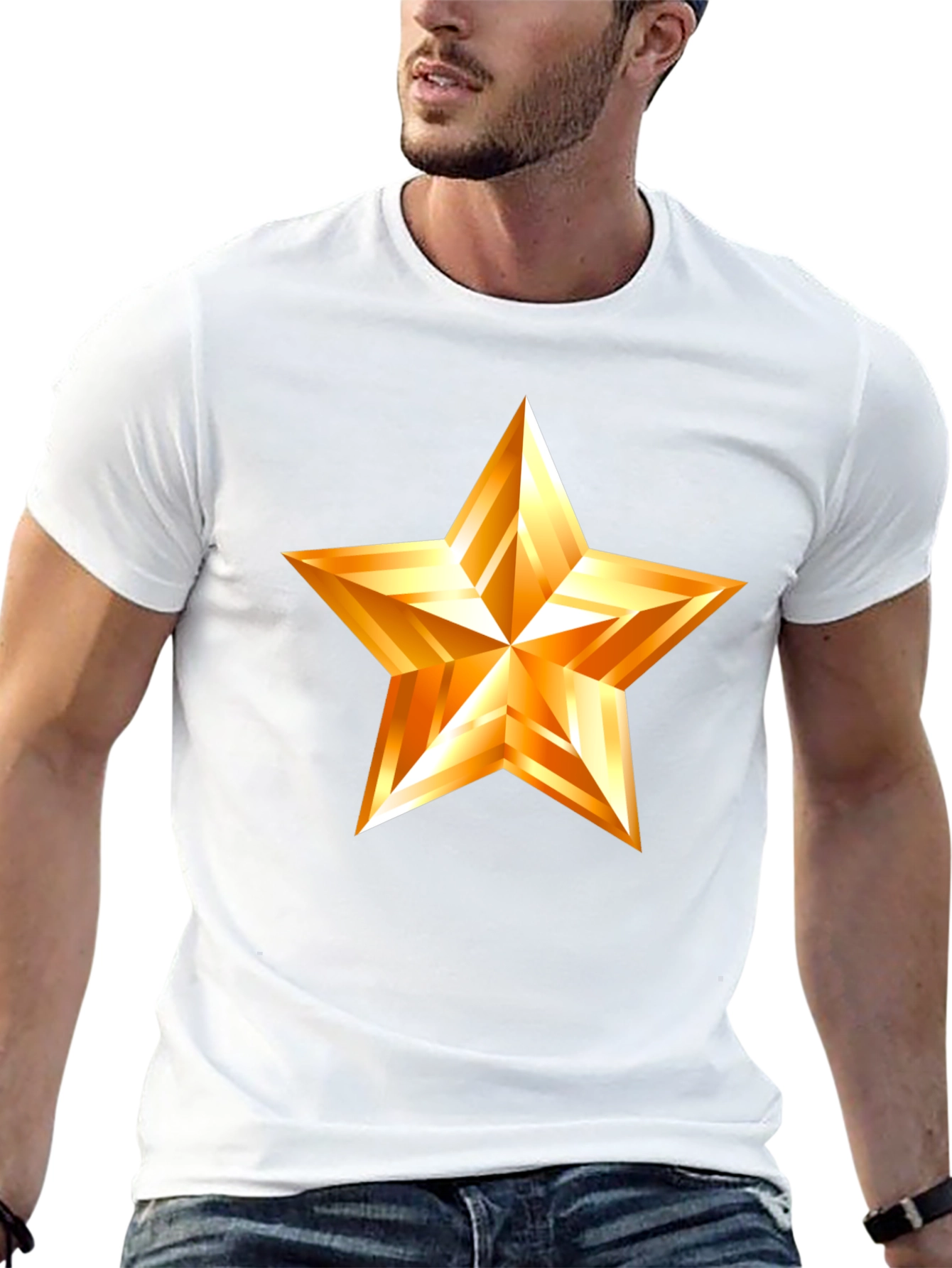 Golden Star Graphic Black T-Shirt