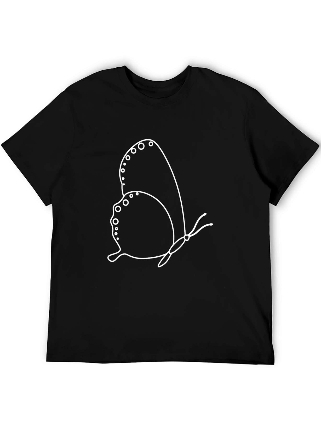 Butterfly Outline Graphic Black Tee Shirt