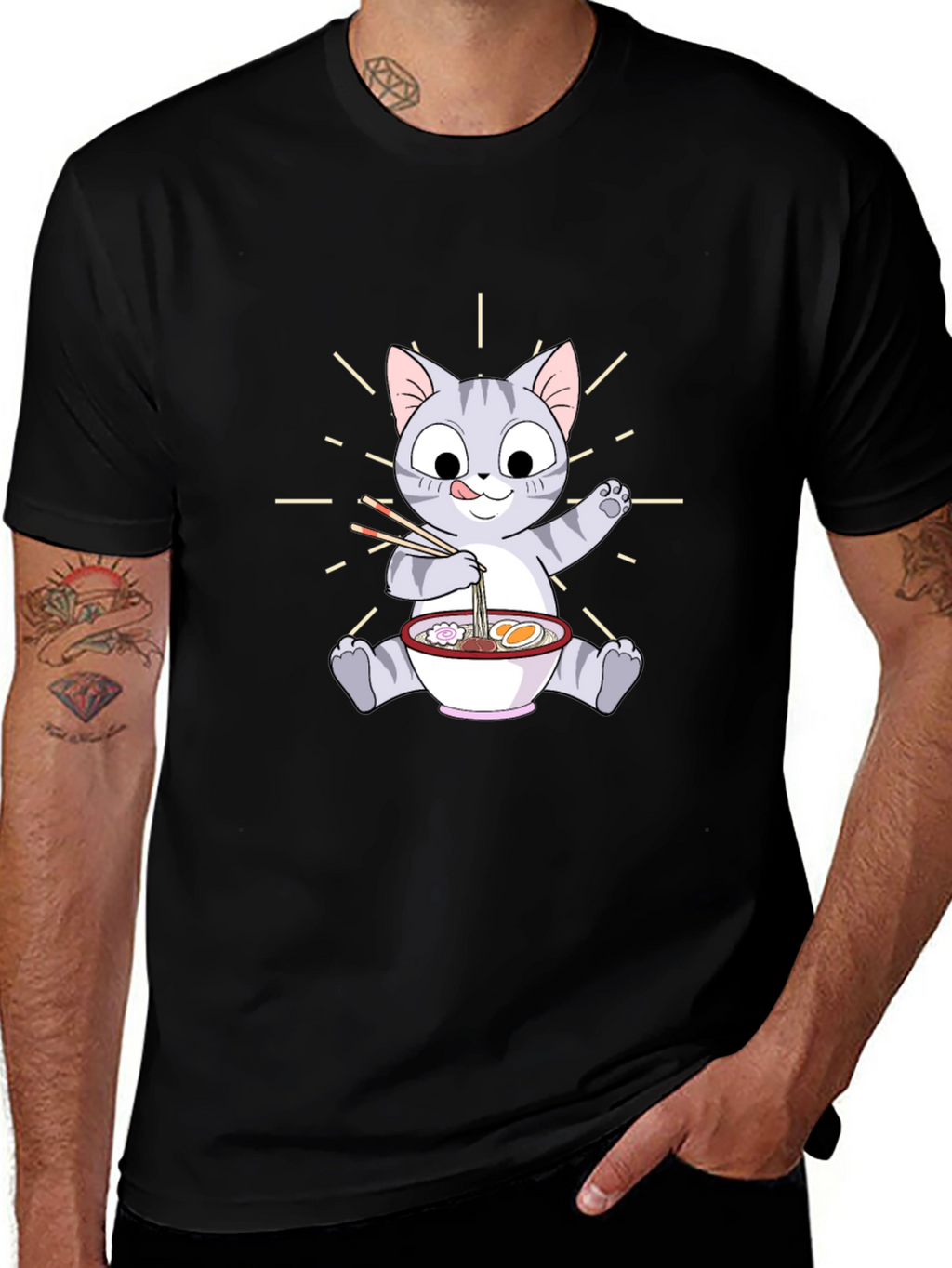 Cute Cat Ramen T-Shirt - Unisex Graphic Tee