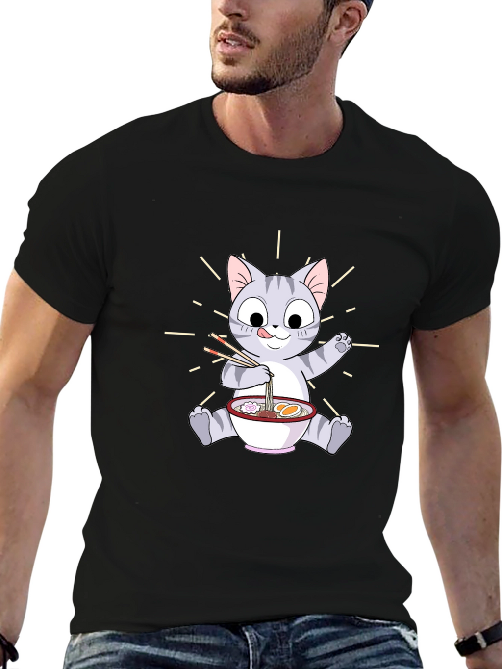 Cute Cat Ramen T-Shirt - Unisex Graphic Tee