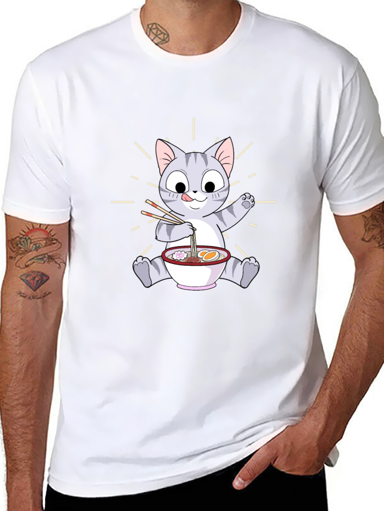 Cute Cat Ramen T-Shirt - Unisex Graphic Tee