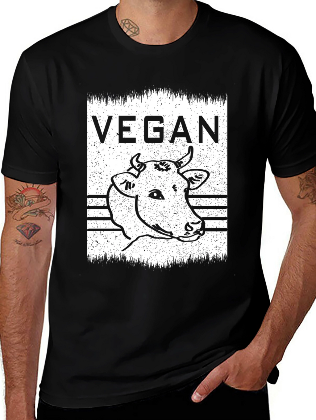 Vegan Cow Graphic T-Shirt - Unisex Black Tee