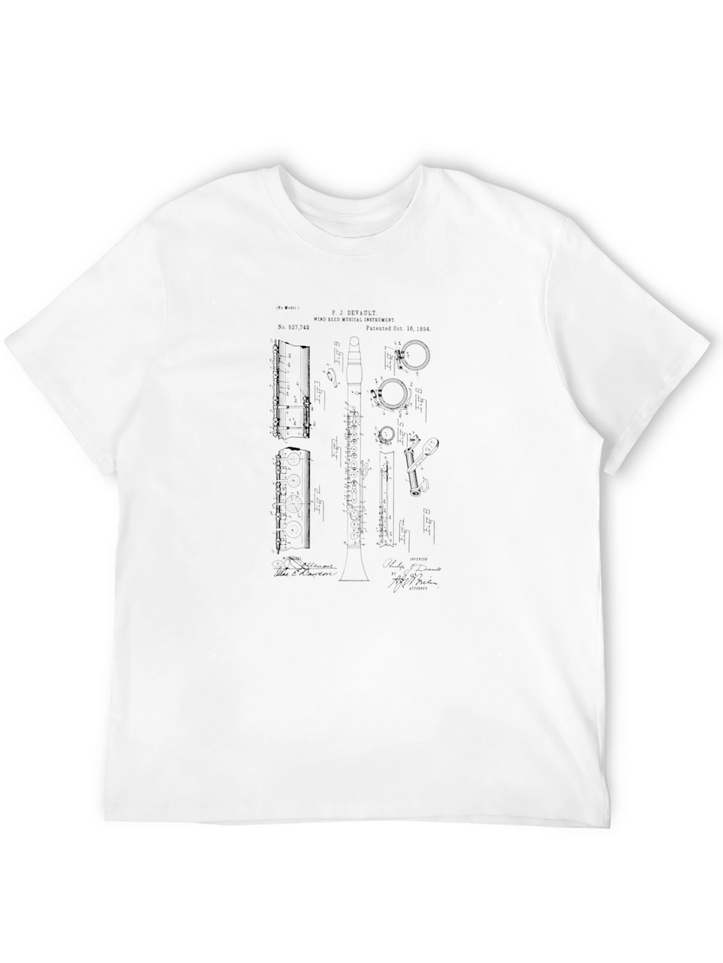 Black T-Shirt with Blueprint Design