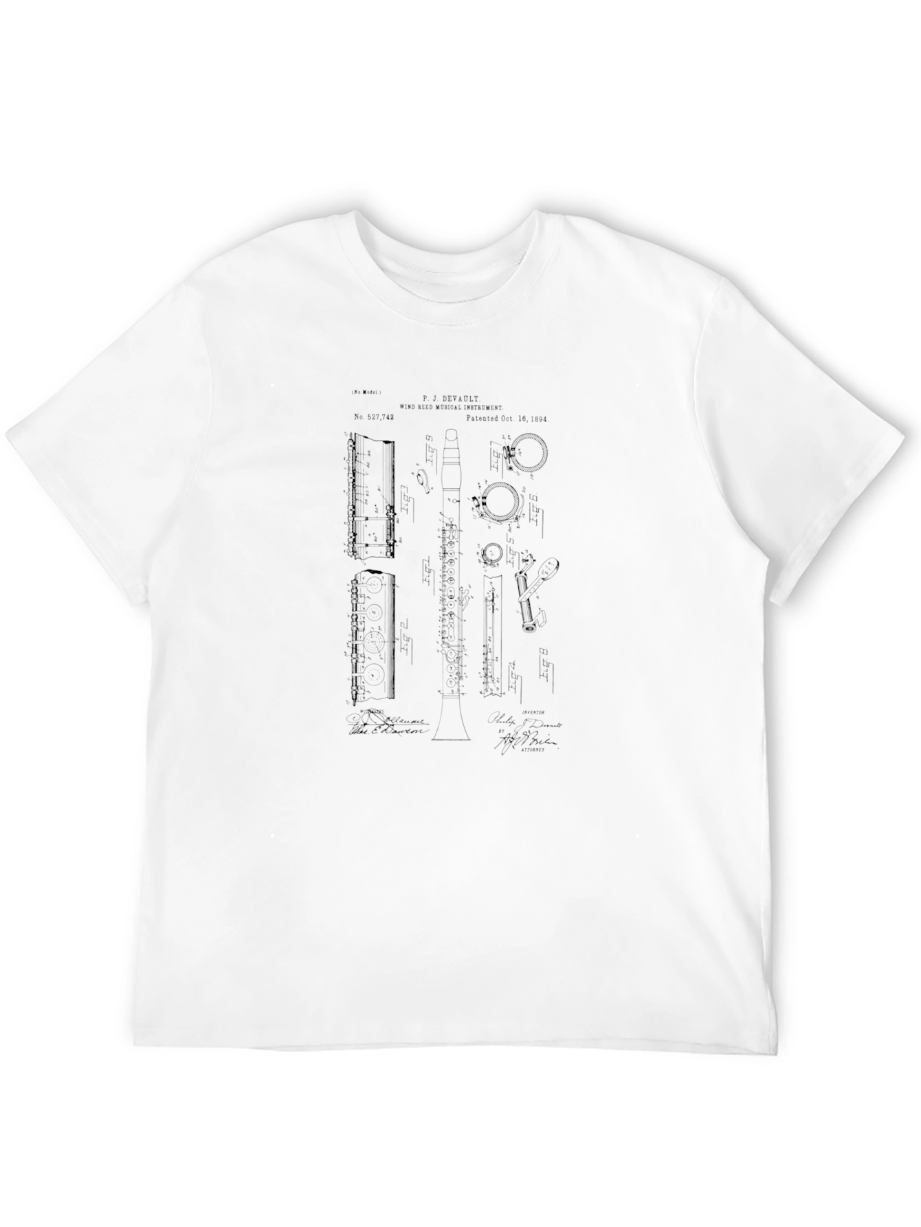 Black T-Shirt with Blueprint Design