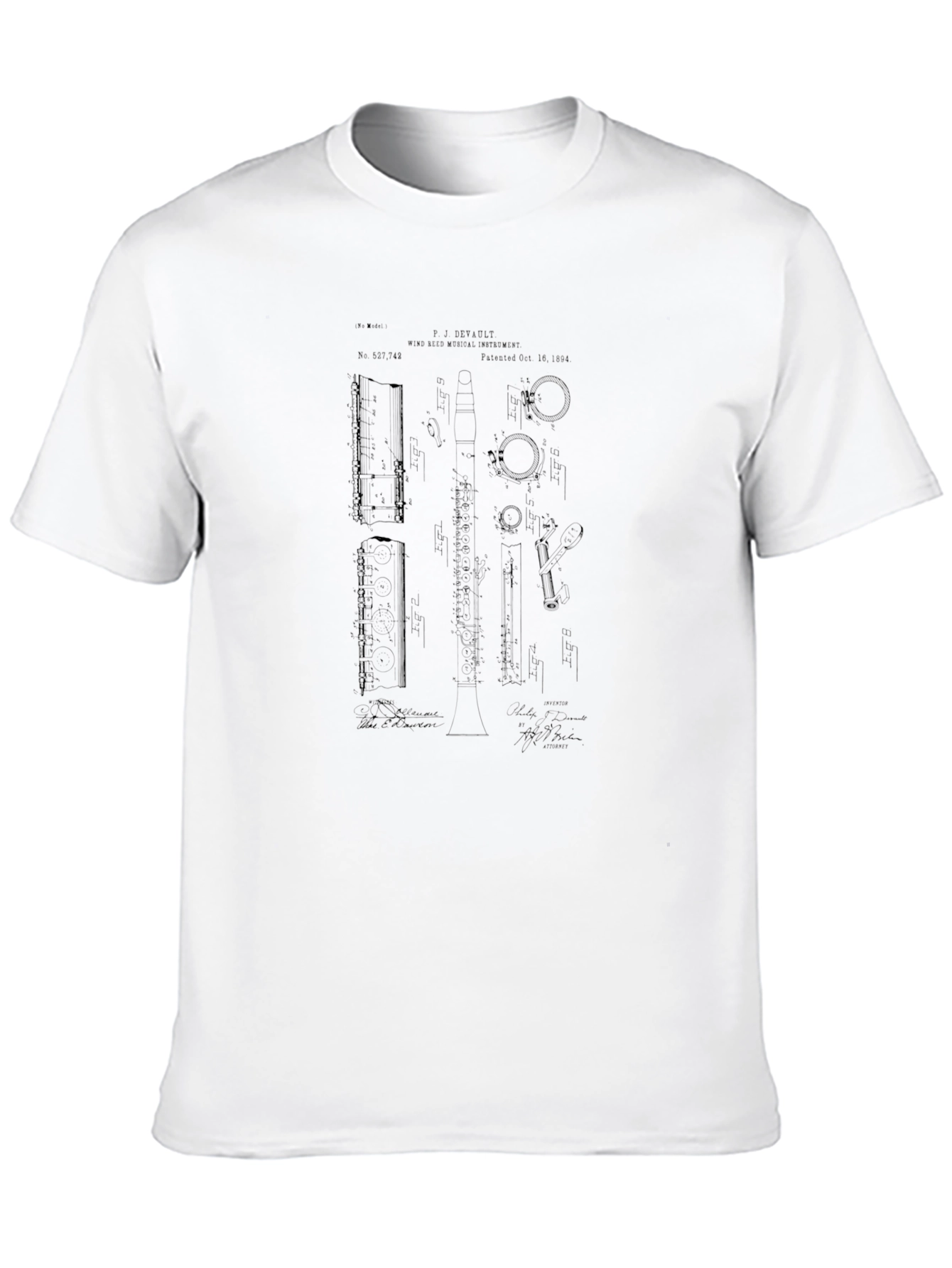 Black T-Shirt with Blueprint Design