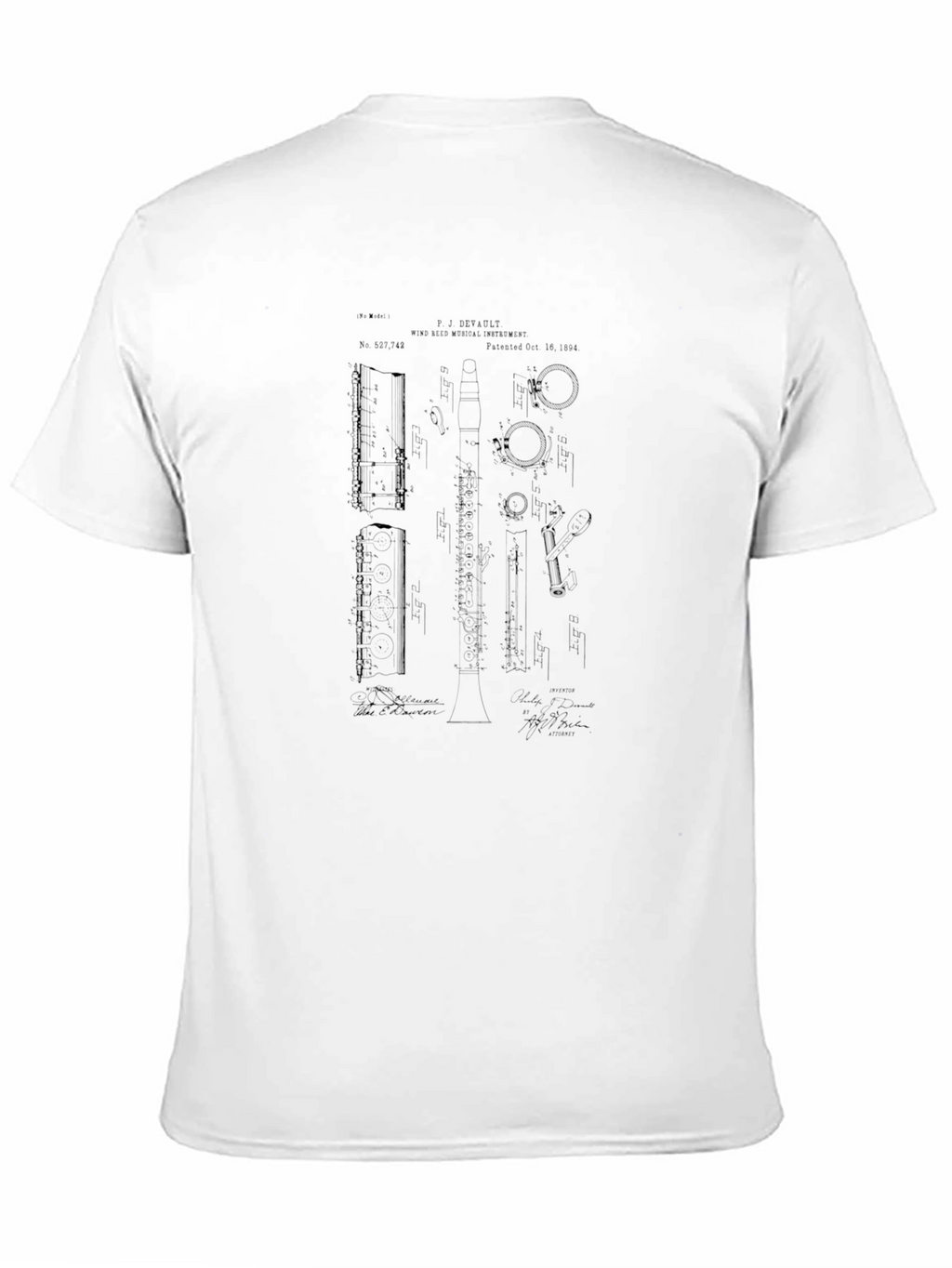 Black T-Shirt with Blueprint Design