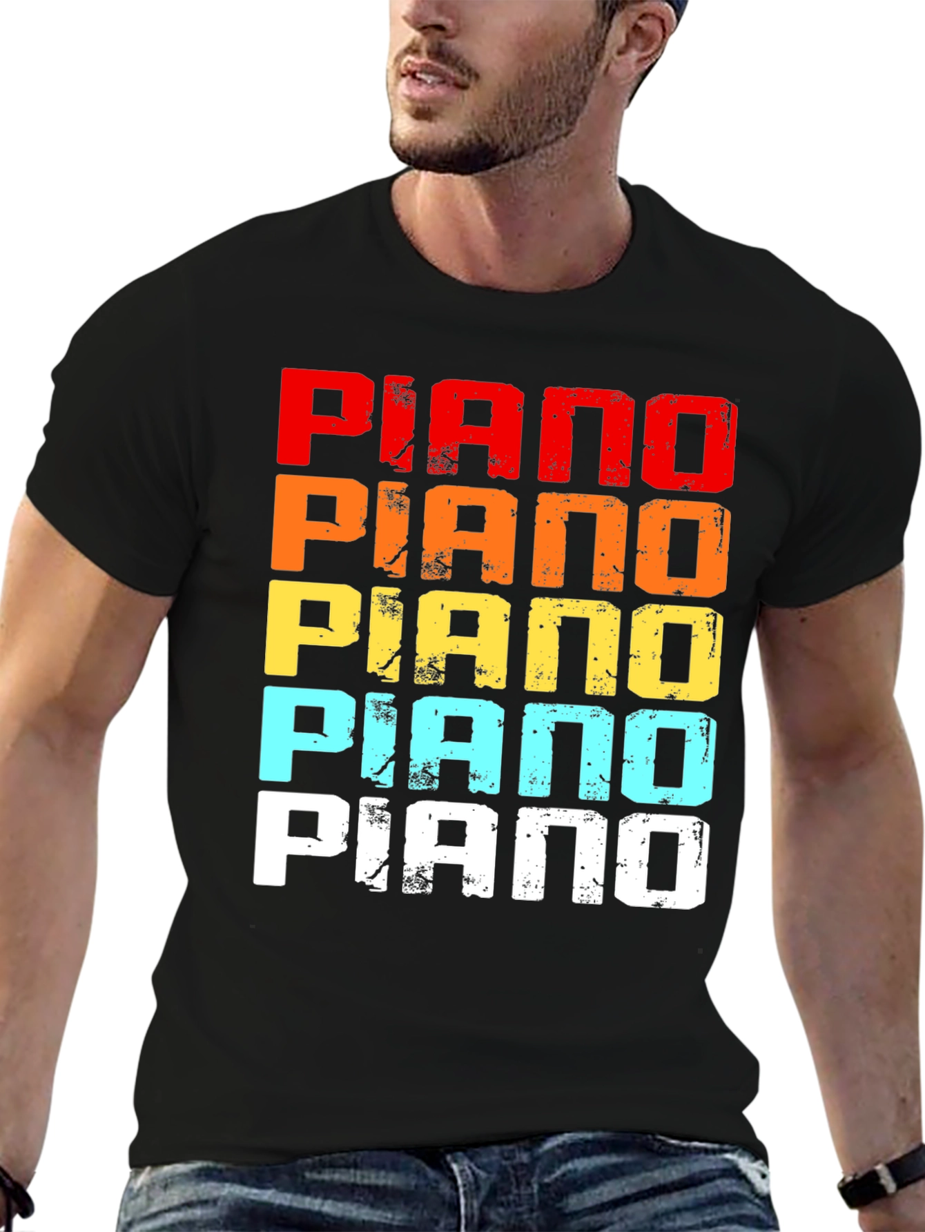 Retro Piano Graphic Tee - Music Lover T-Shirt