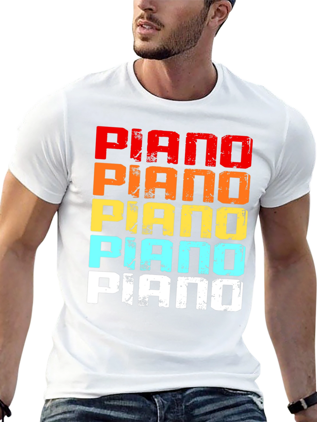 Retro Piano Graphic Tee - Music Lover T-Shirt