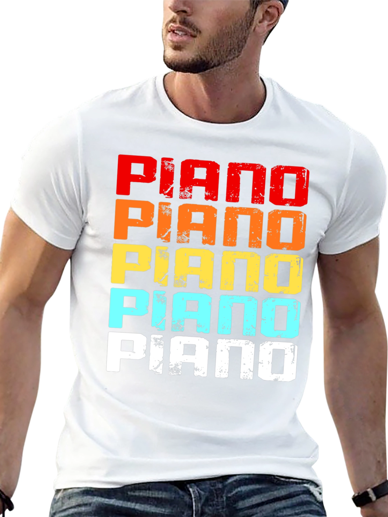 Retro Piano Graphic Tee - Music Lover T-Shirt