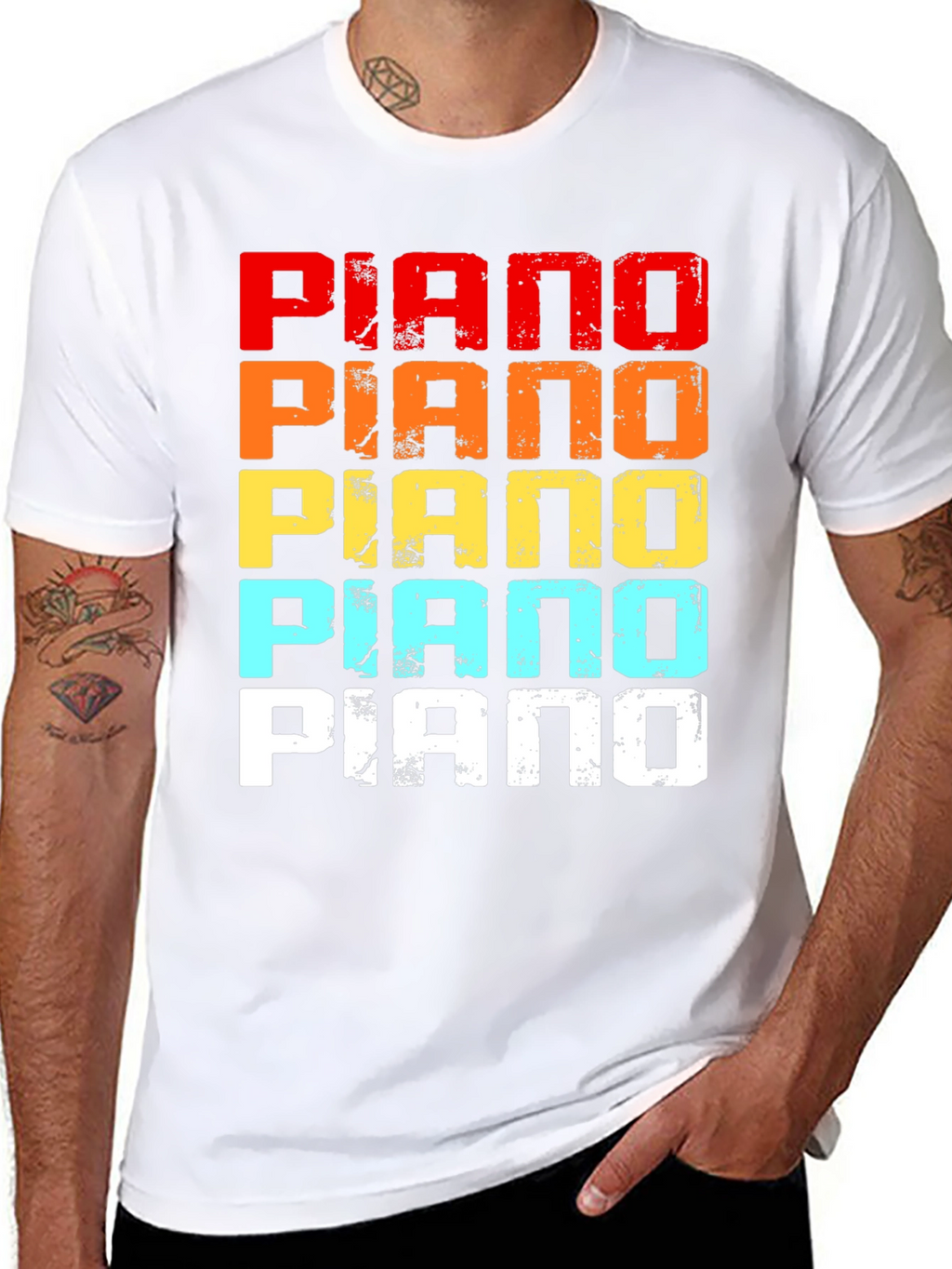 Retro Piano Graphic Tee - Music Lover T-Shirt